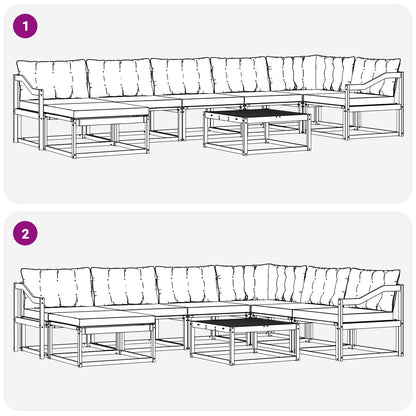 Outdoor-Sofagarnitur 8 stk. Weiß und Schwarz Massivholz Akazie