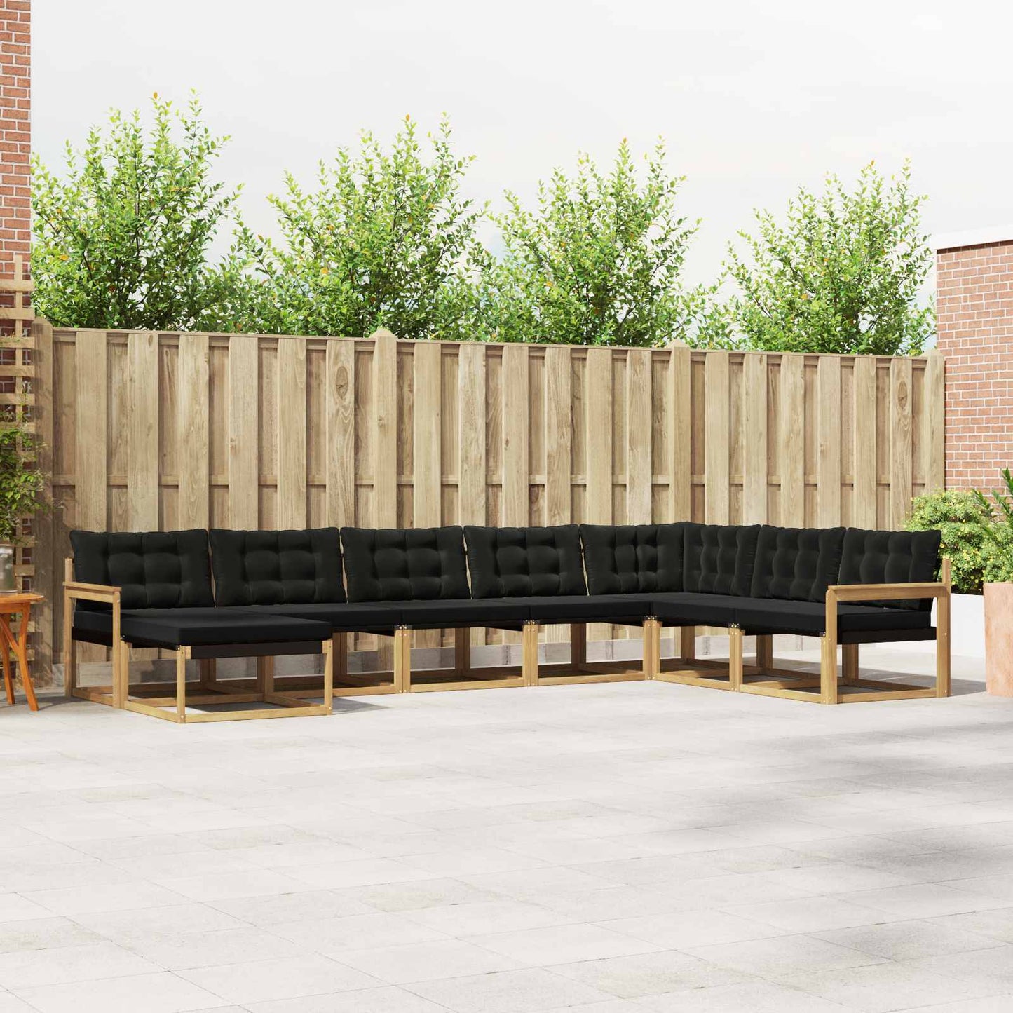Outdoor-Sofagarnitur mit Kissen 8 pcs Weiß und Schwarz