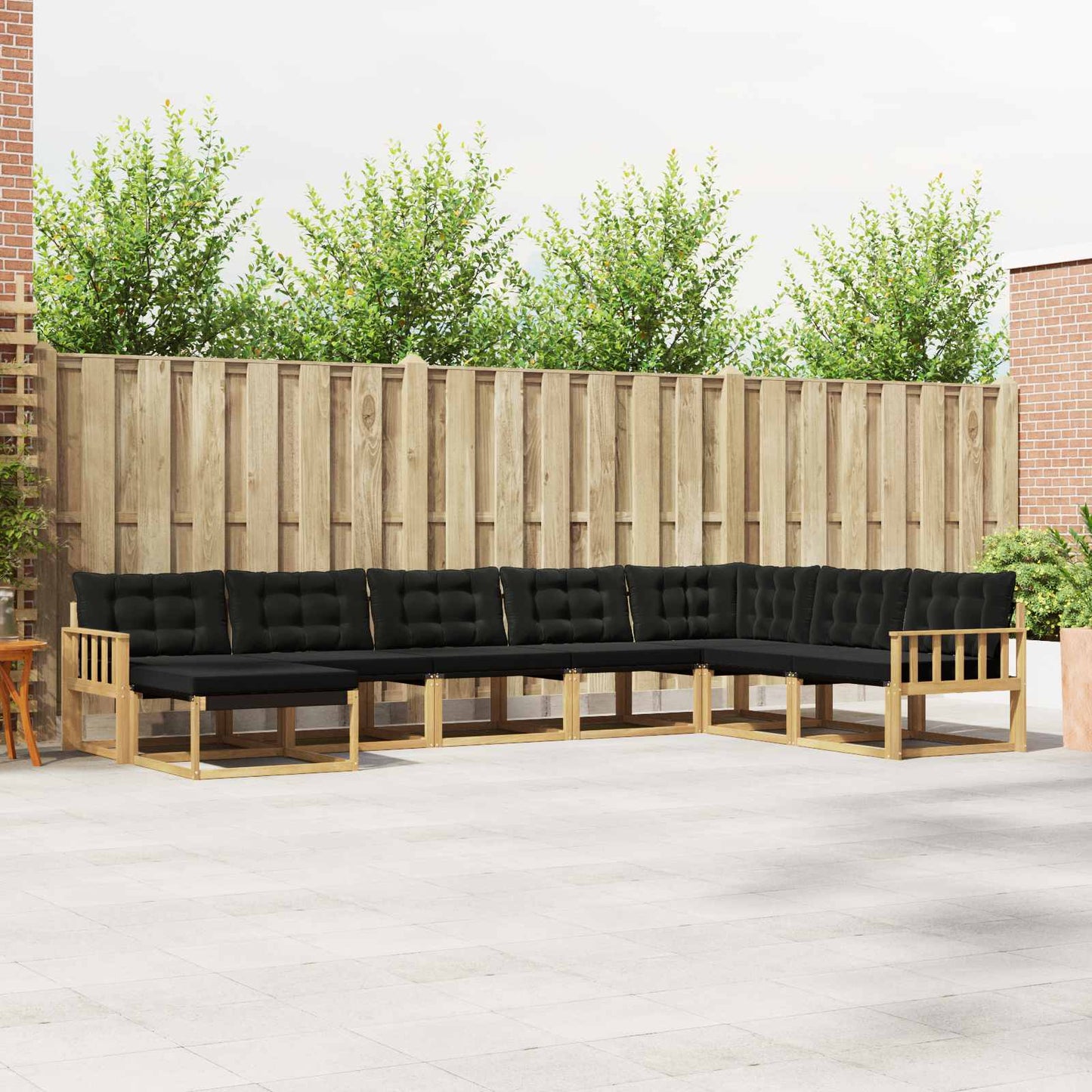 Outdoor-Sofagarnitur mit Kissen 8 pcs Weiß und Schwarz