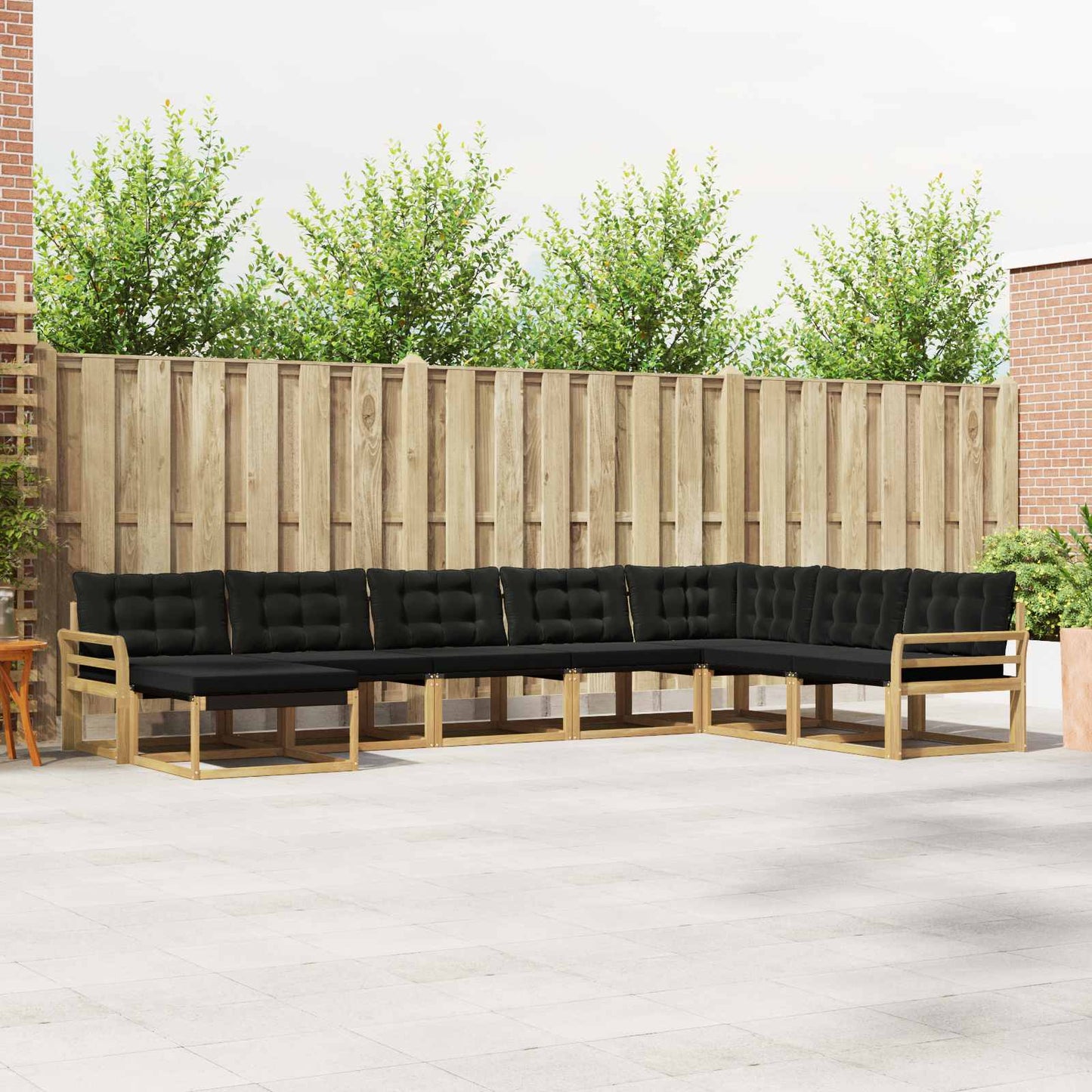 Outdoor-Sofagarnitur mit Kissen 8 pcs Weiß und Schwarz