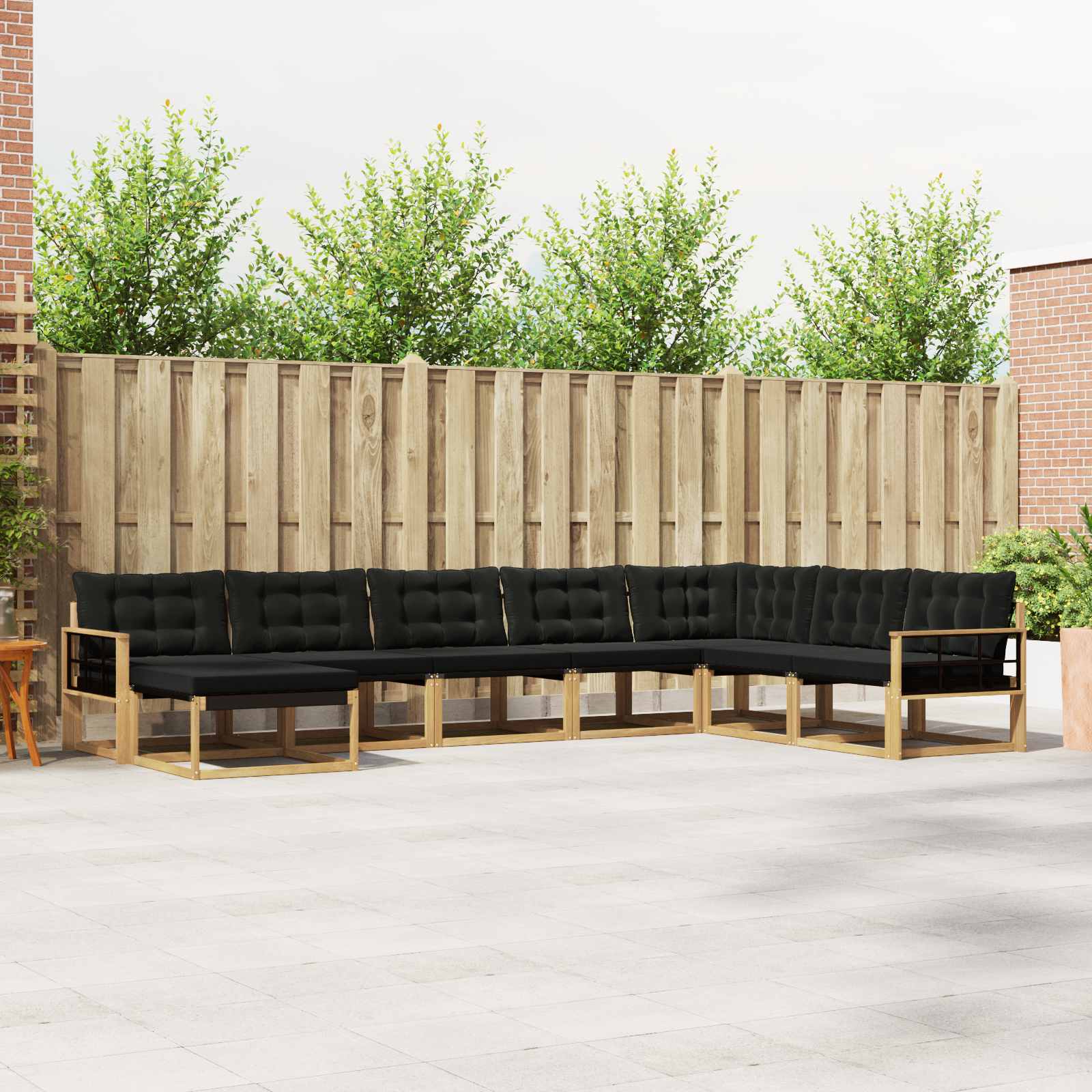 Outdoor-Sofagarnitur mit Kissen 8 pcs Weiß und Schwarz
