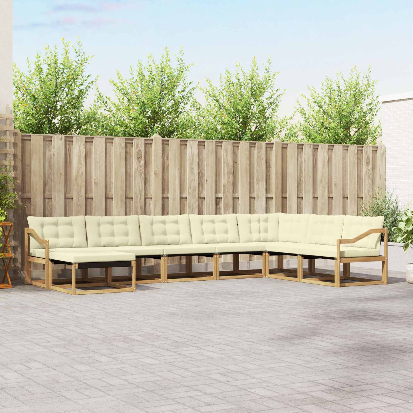 Outdoor-Sofagarnitur mit Kissen 8 pcs Weiß und Creme