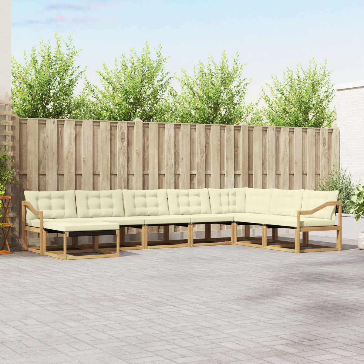 Outdoor-Sofagarnitur 8 stk. Weiß und Creme Massivholz Akazie