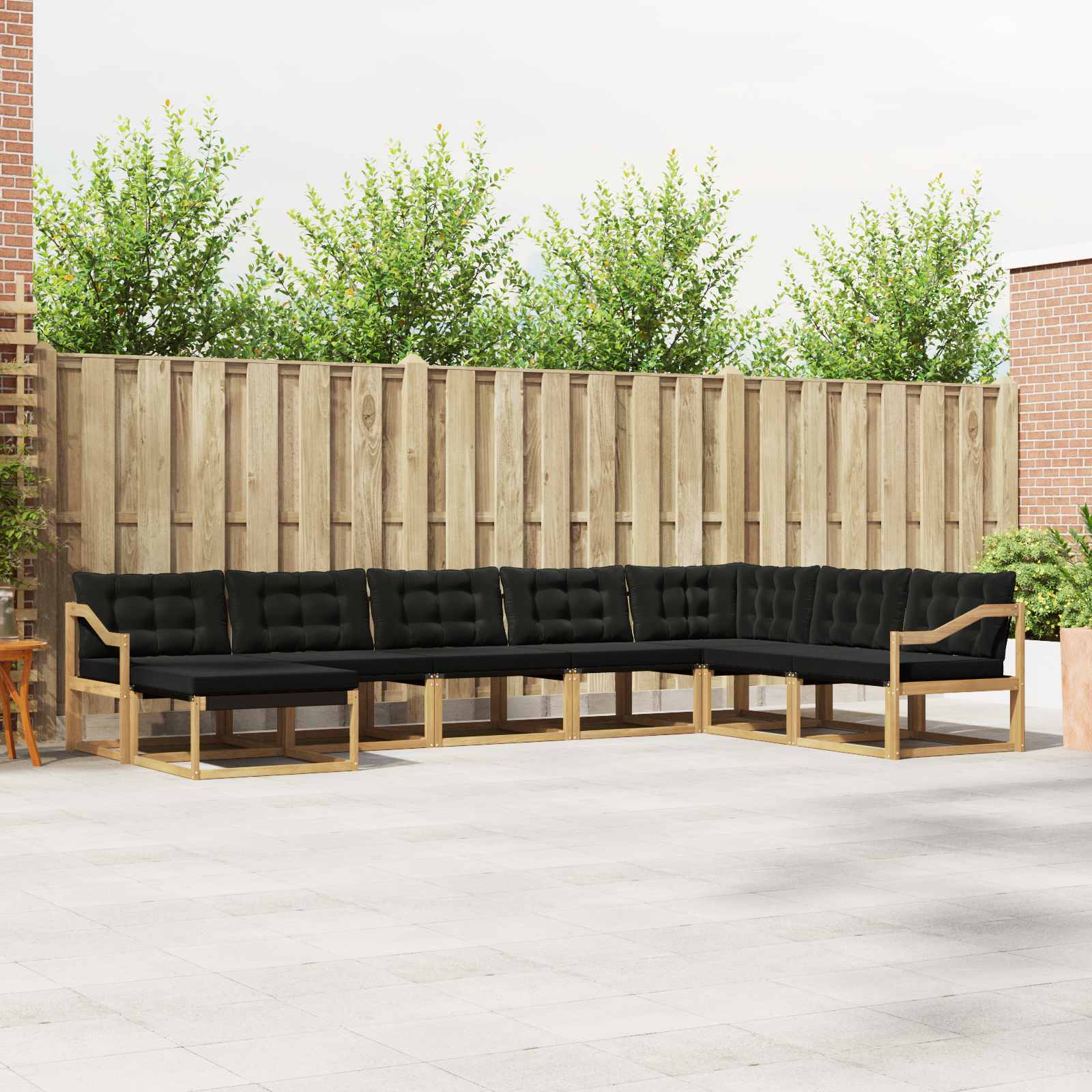 Outdoor-Sofagarnitur mit Kissen 8 pcs Weiß und Schwarz