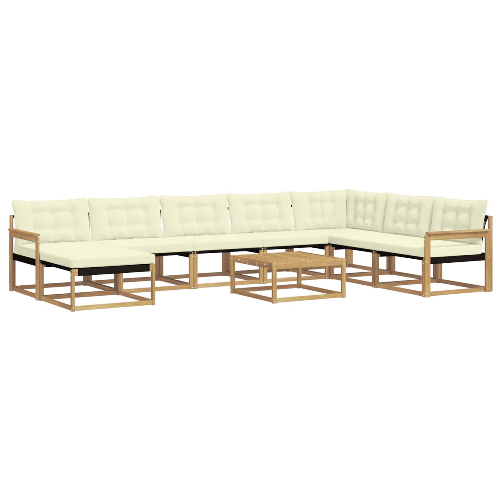 Outdoor-Sofagarnitur 9 pcs Weiß und Creme Massivholz Akazie