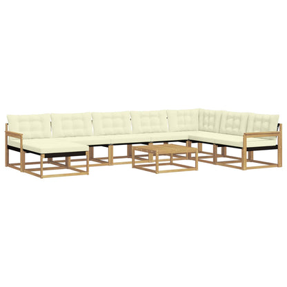 Outdoor-Sofagarnitur 9 stk. Weiß und Creme Massivholz Akazie