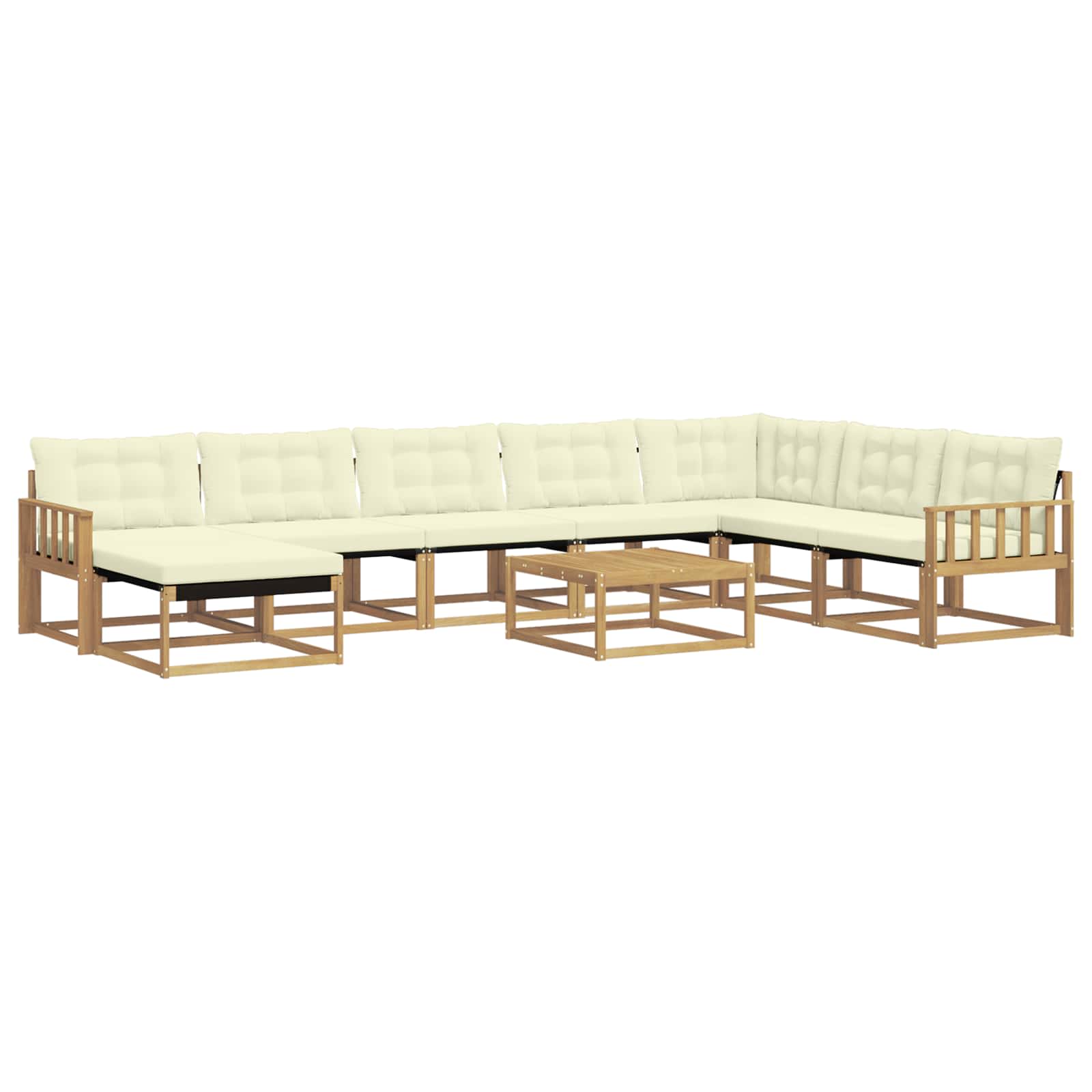 Outdoor-Sofagarnitur 9 pcs Weiß und Creme Massivholz Akazie