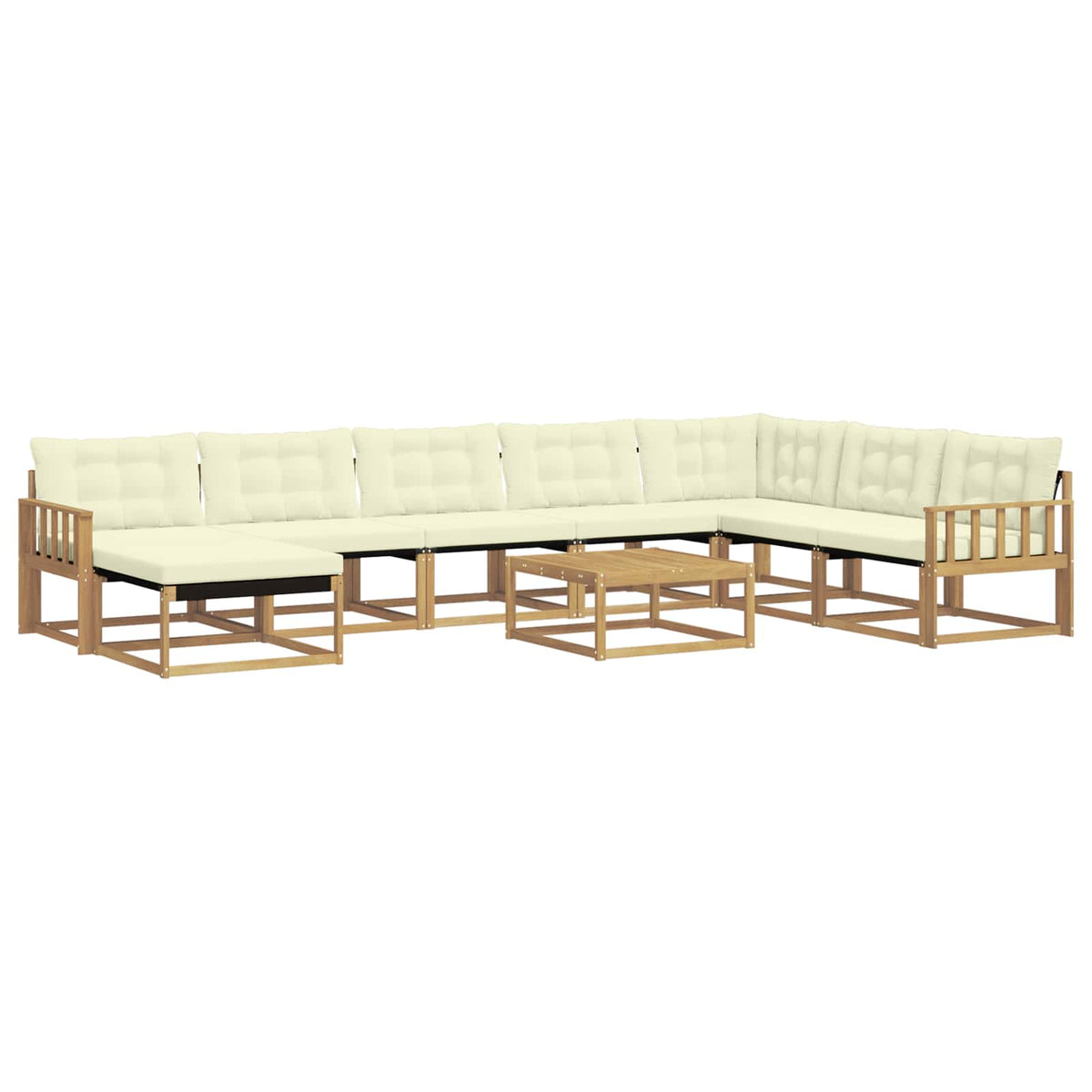Outdoor-Sofagarnitur 9 stk. Weiß und Creme Massivholz Akazie