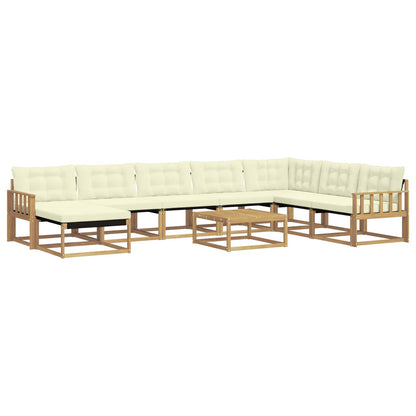 Outdoor-Sofagarnitur 9 stk. Weiß und Creme Massivholz Akazie
