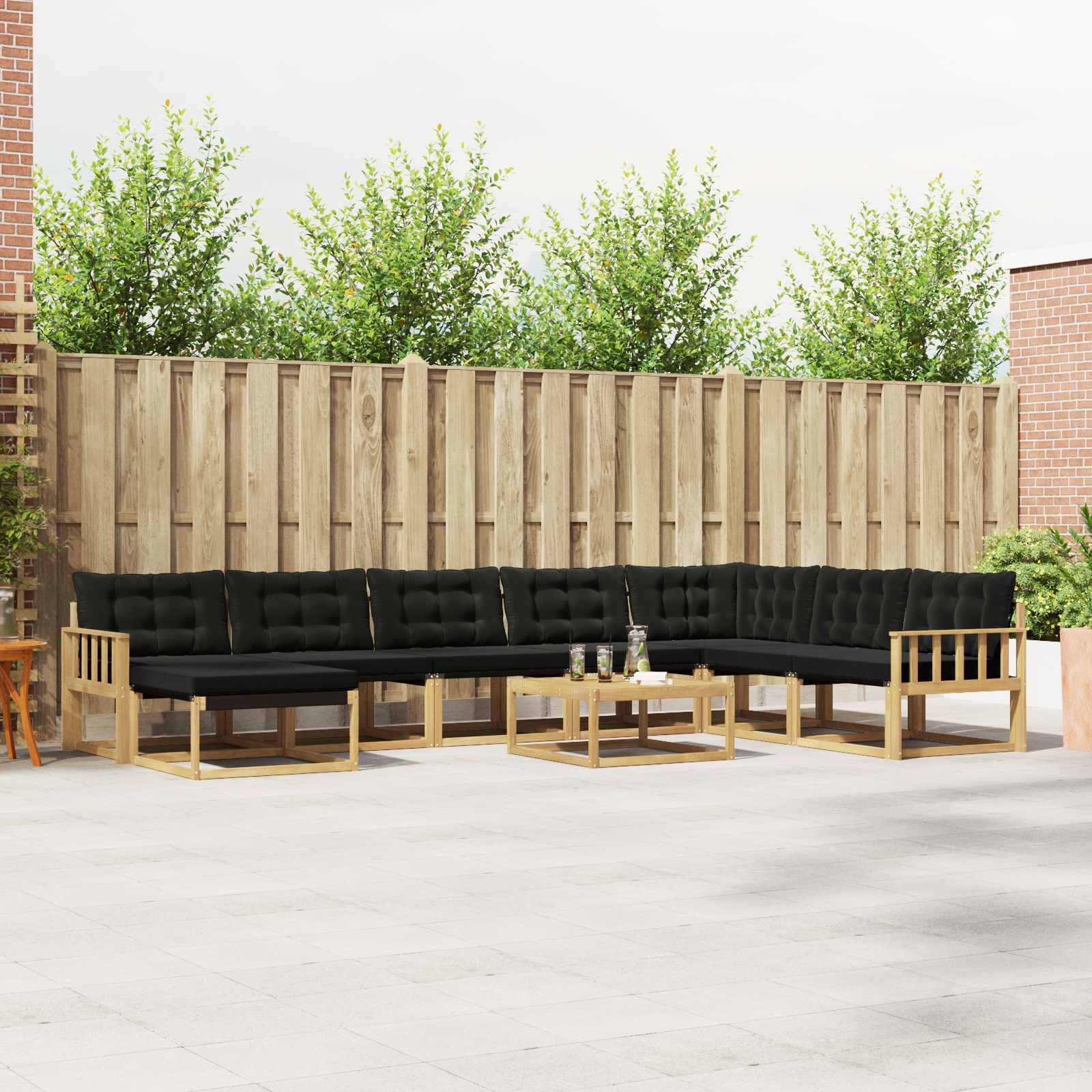 Outdoor-Sofagarnitur 9 pcs Weiß und Schwarz 79 x 79 x 37 cm
