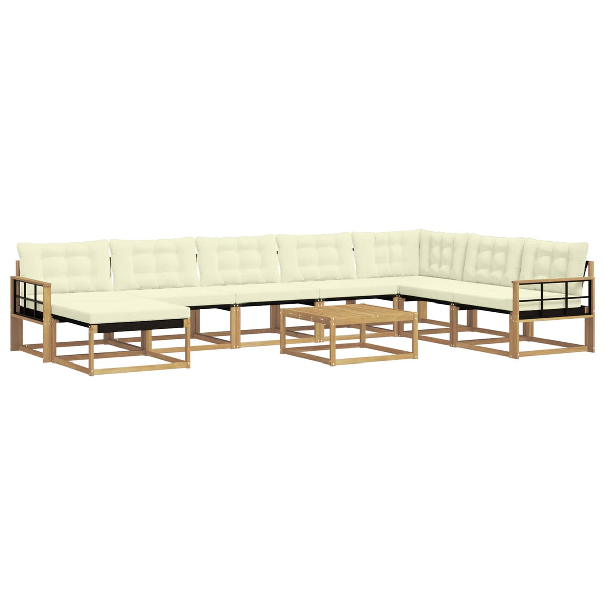 Outdoor-Sofagarnitur 9 stk. Weiß und Creme Massivholz Akazie