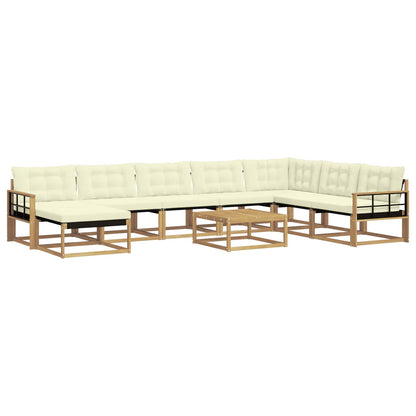 Outdoor-Sofagarnitur 9 stk. Weiß und Creme Massivholz Akazie