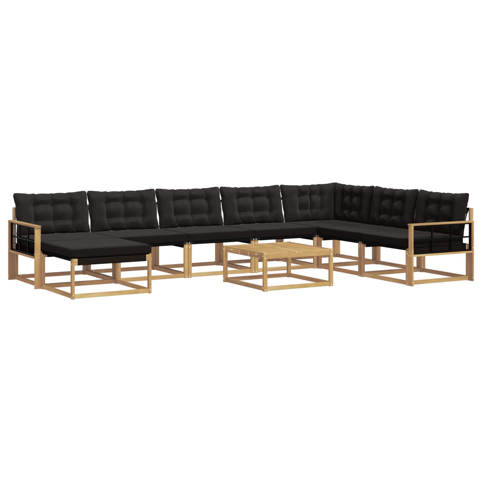 Outdoor-Sofagarnitur 9 pcs Weiß und Schwarz Massivholz Akazie