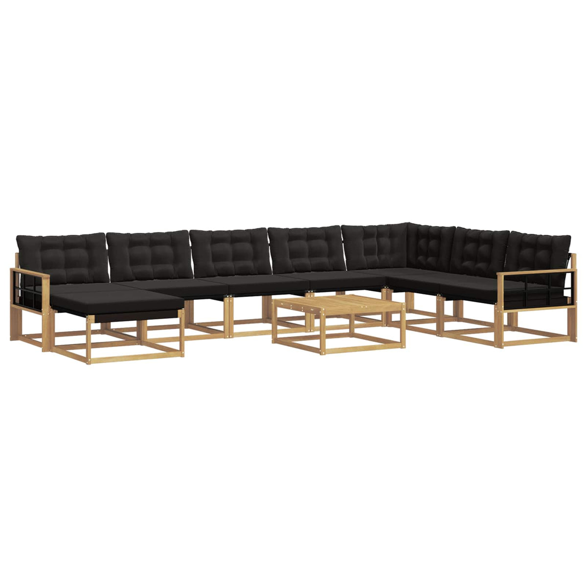Outdoor-Sofagarnitur 9 stk. Weiß und Schwarz Massivholz Akazie