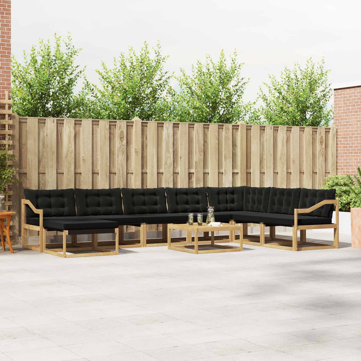 Outdoor-Sofagarnitur 9 pcs Weiß und Schwarz 79 x 79 x 37 cm