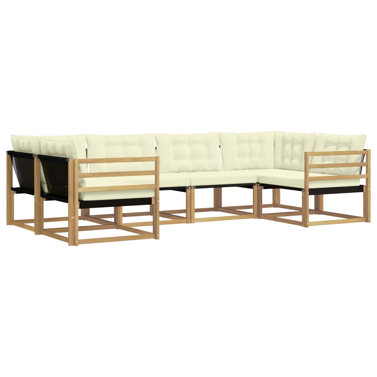 Outdoor-Sofagarnitur mit Kissen 6 pcs Weiß und Creme