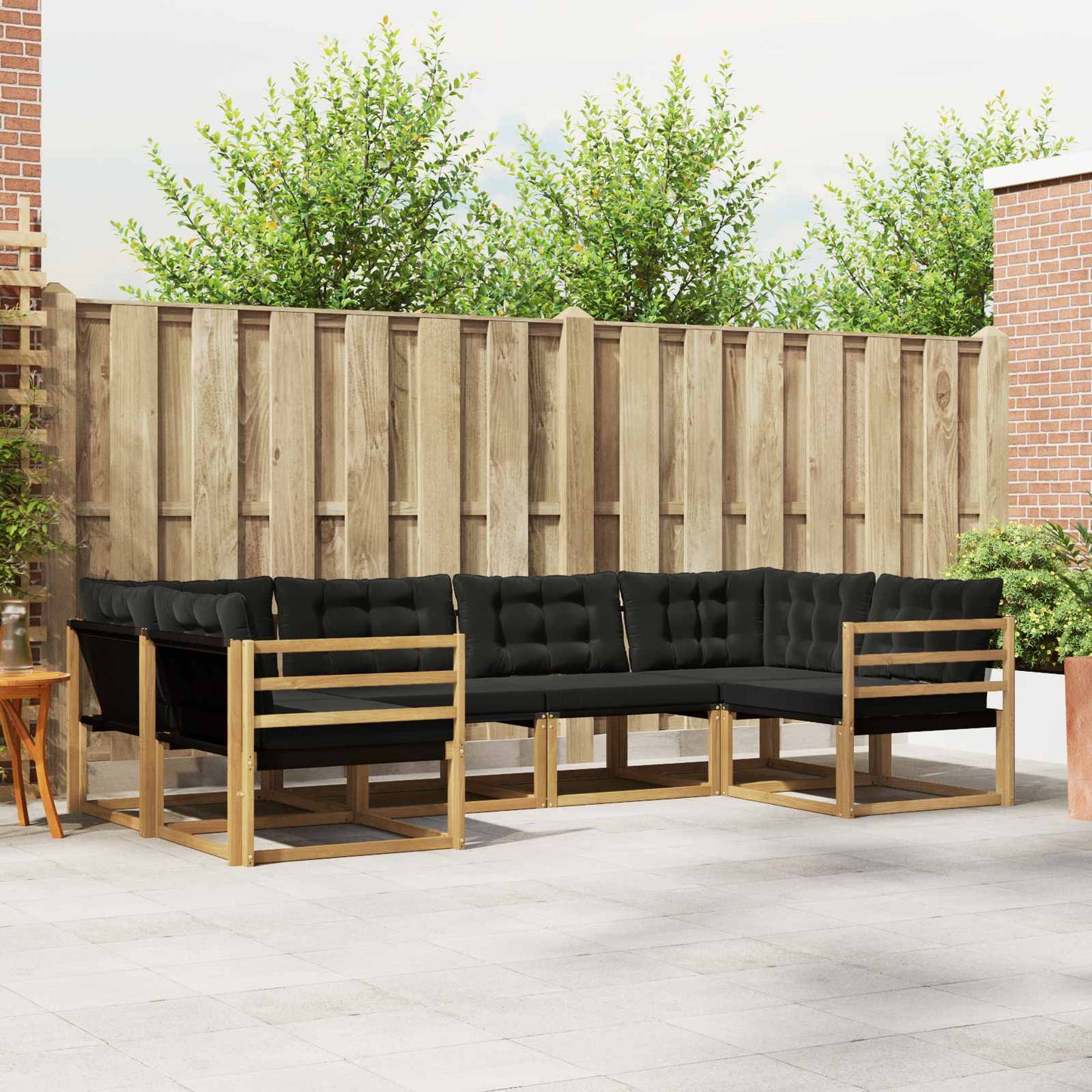 Outdoor-Sofagarnitur mit Kissen 6 pcs Weiß und Schwarz