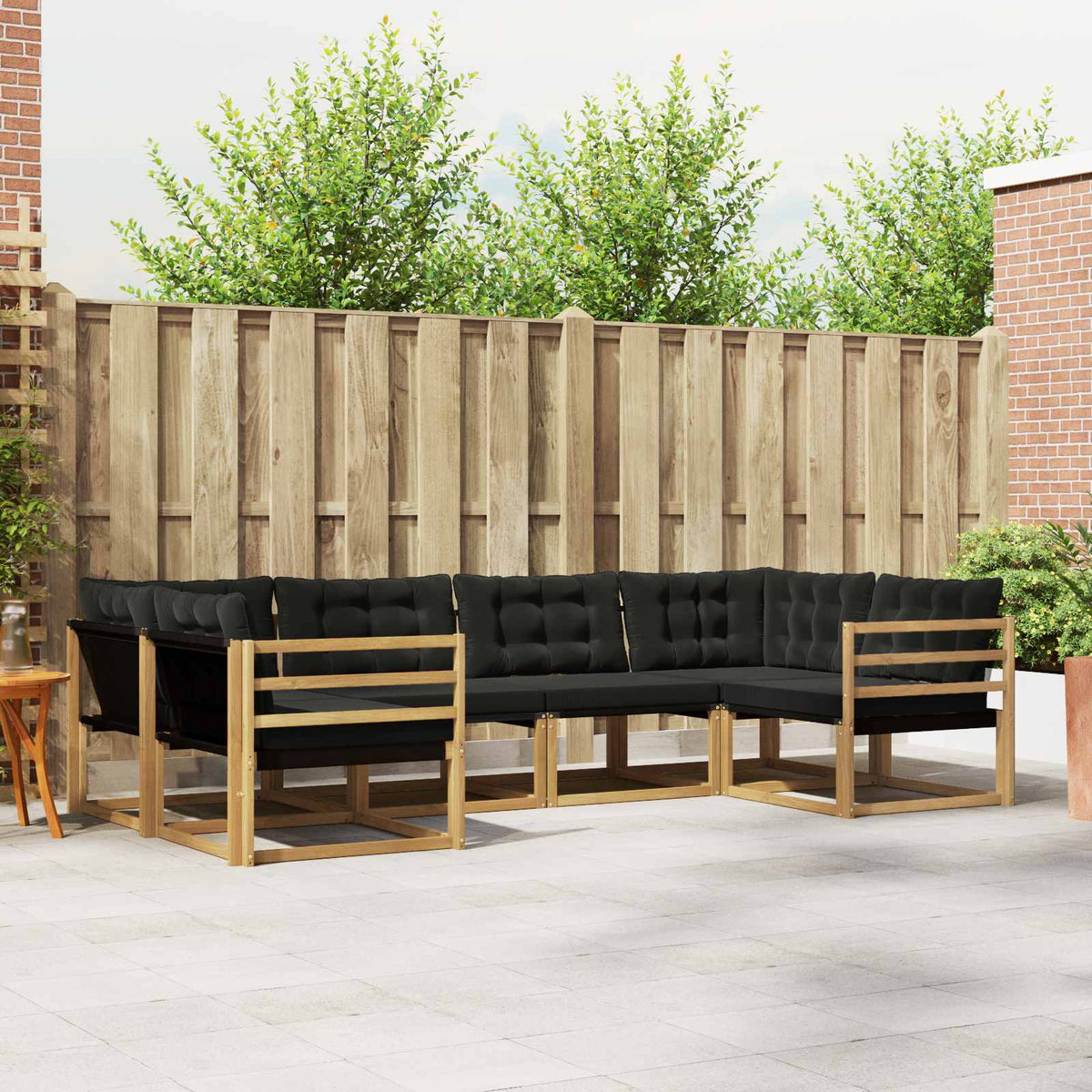 Outdoor-Sofagarnitur 6 stk. Weiß und Schwarz