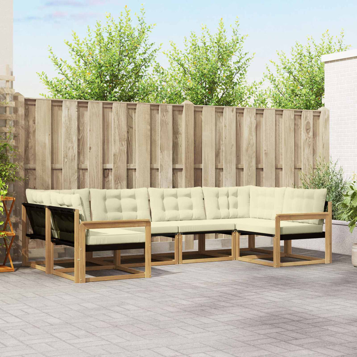 Outdoor-Sofagarnitur 6 stk. Weiß und Creme