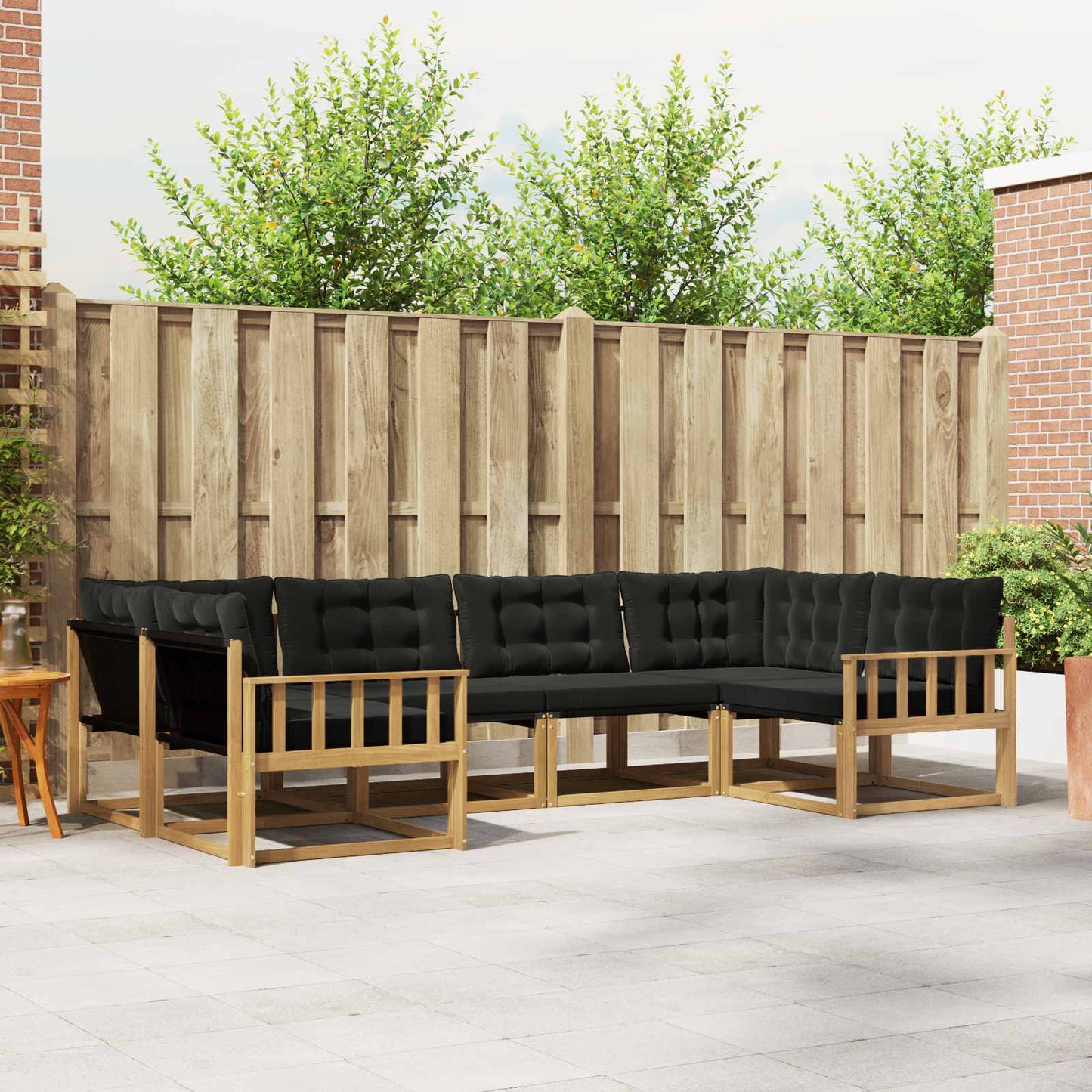 Outdoor-Sofagarnitur mit Kissen 6 pcs Weiß und Schwarz