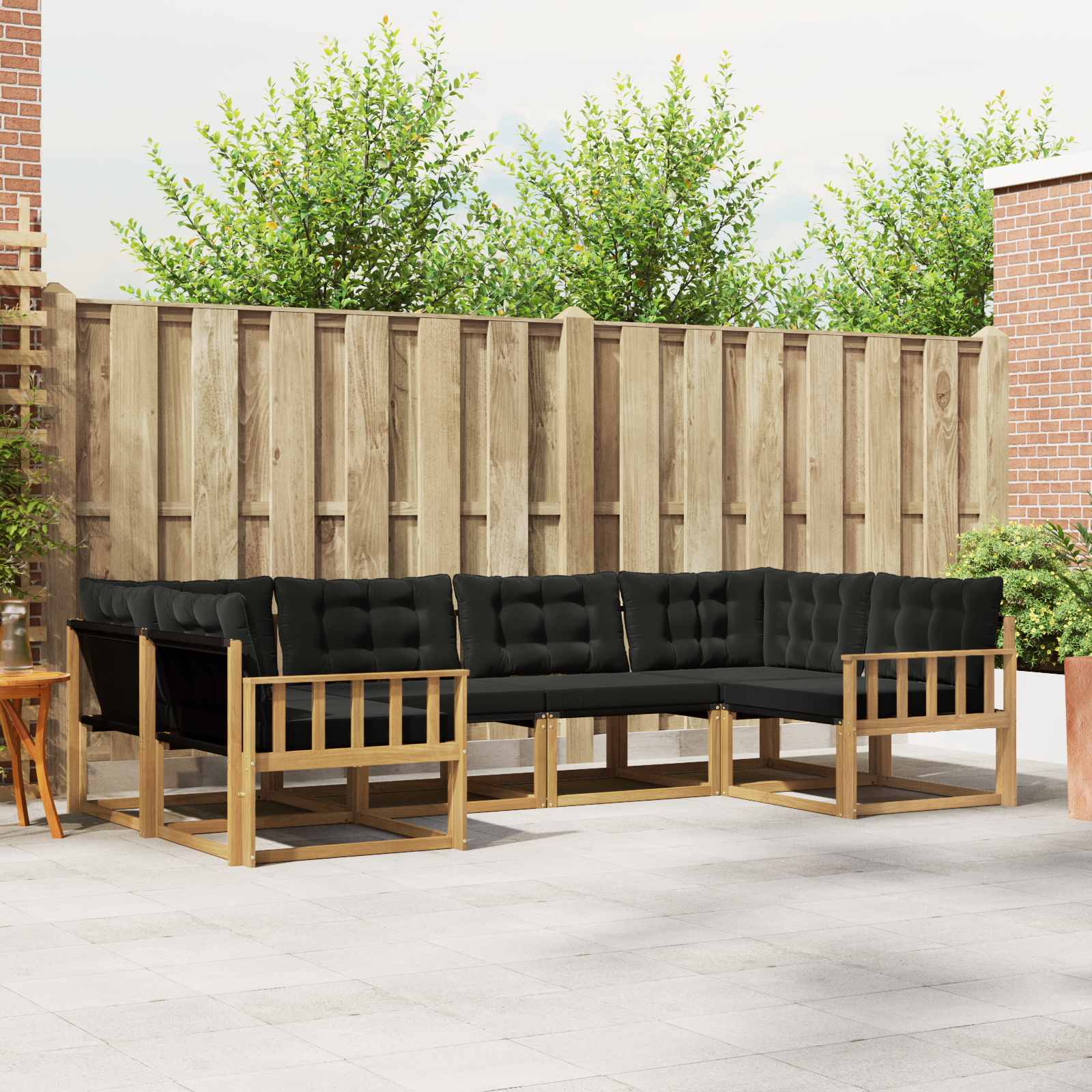 Outdoor-Sofagarnitur mit Kissen 6 pcs Weiß und Schwarz