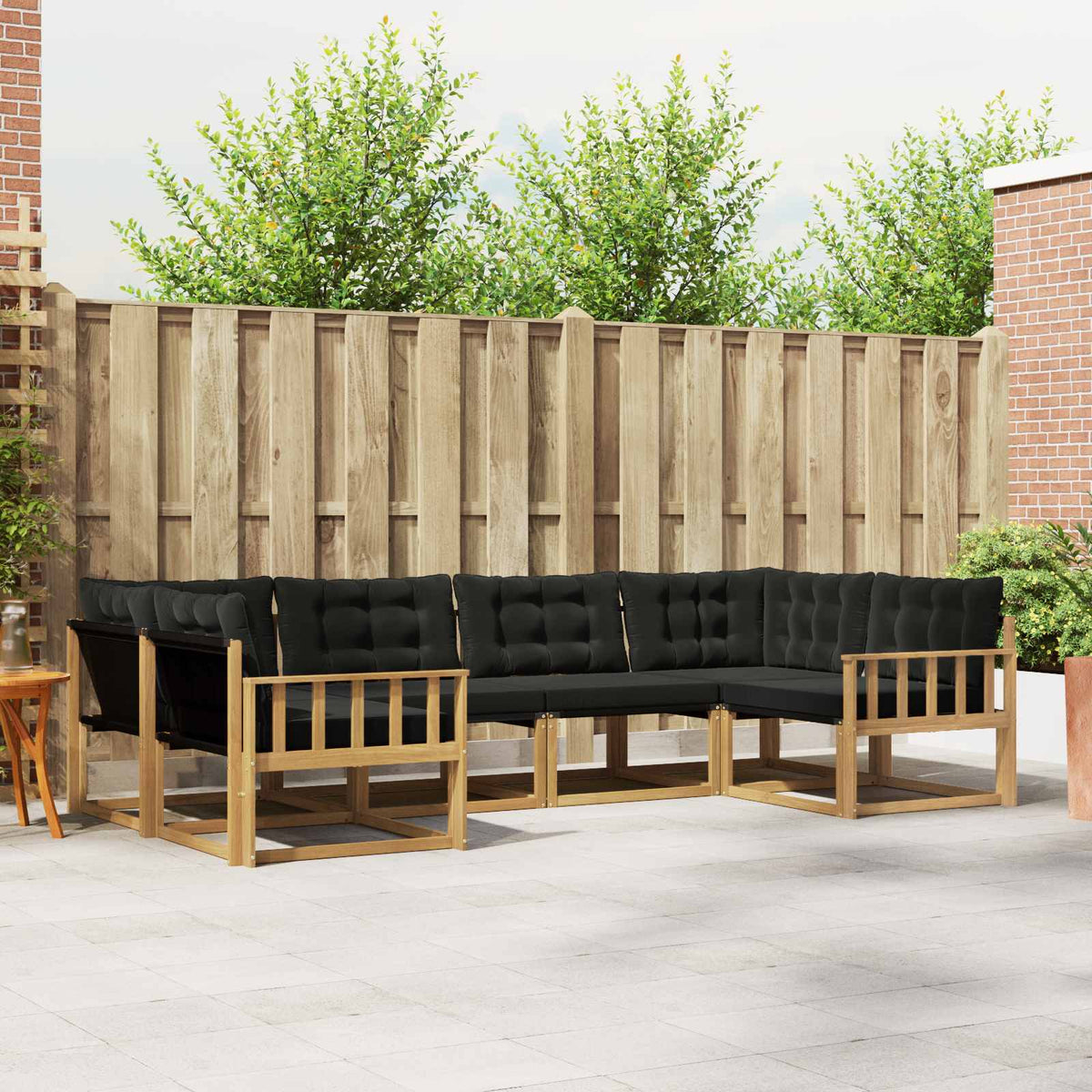 Outdoor-Sofagarnitur 6 stk. Weiß und Schwarz