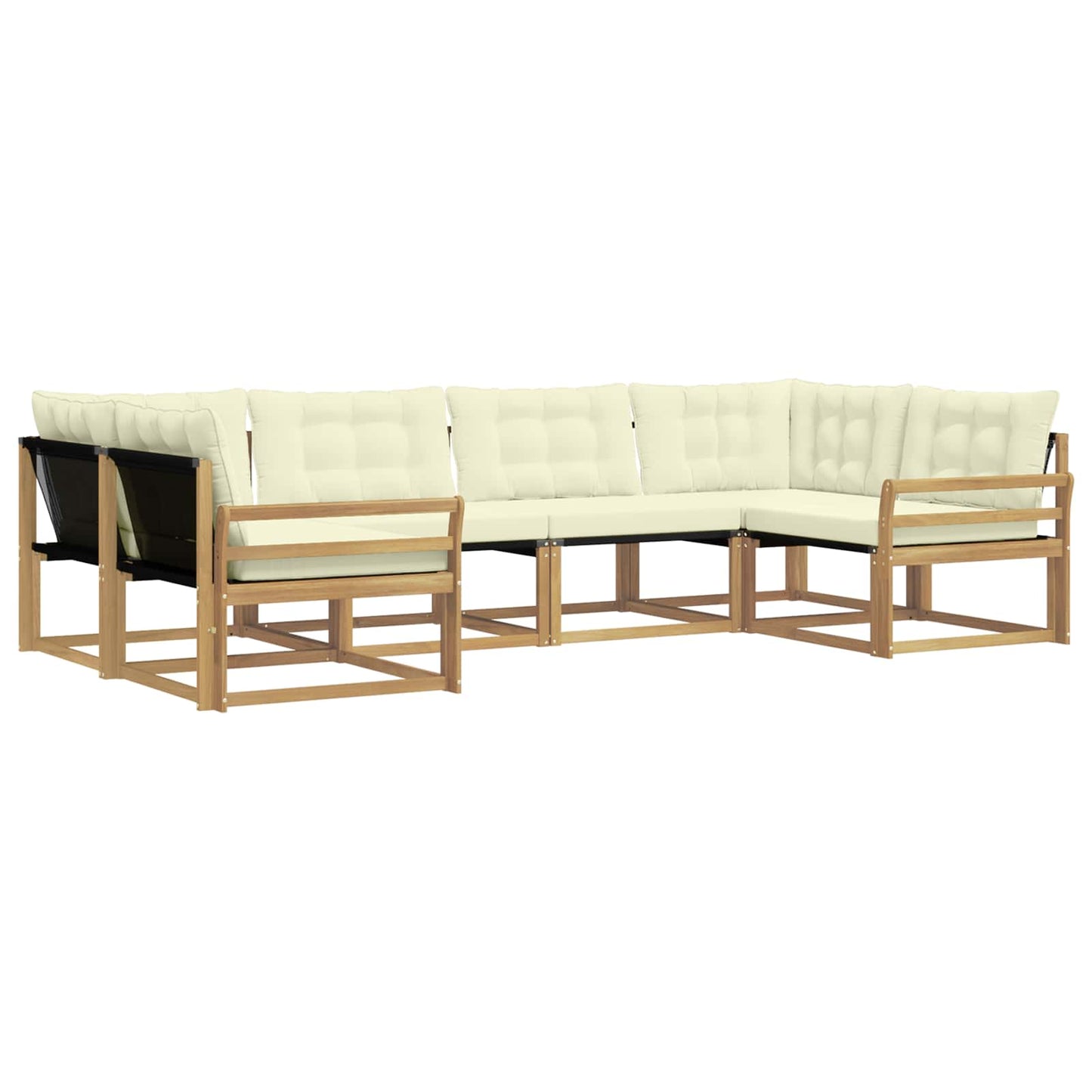 Outdoor-Sofagarnitur mit Kissen 6 pcs Weiß und Creme