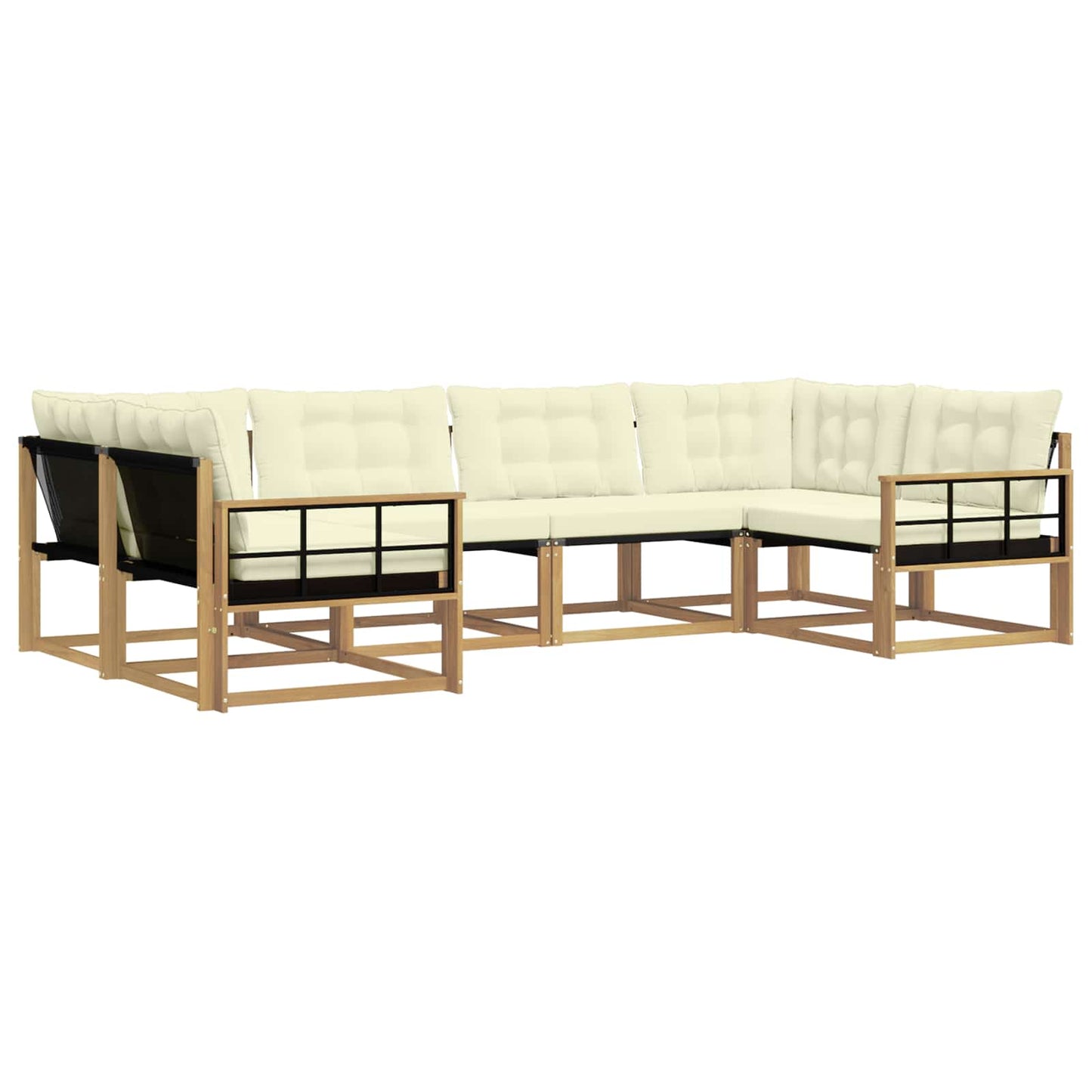 Outdoor-Sofagarnitur mit Kissen 6 pcs Weiß und Creme