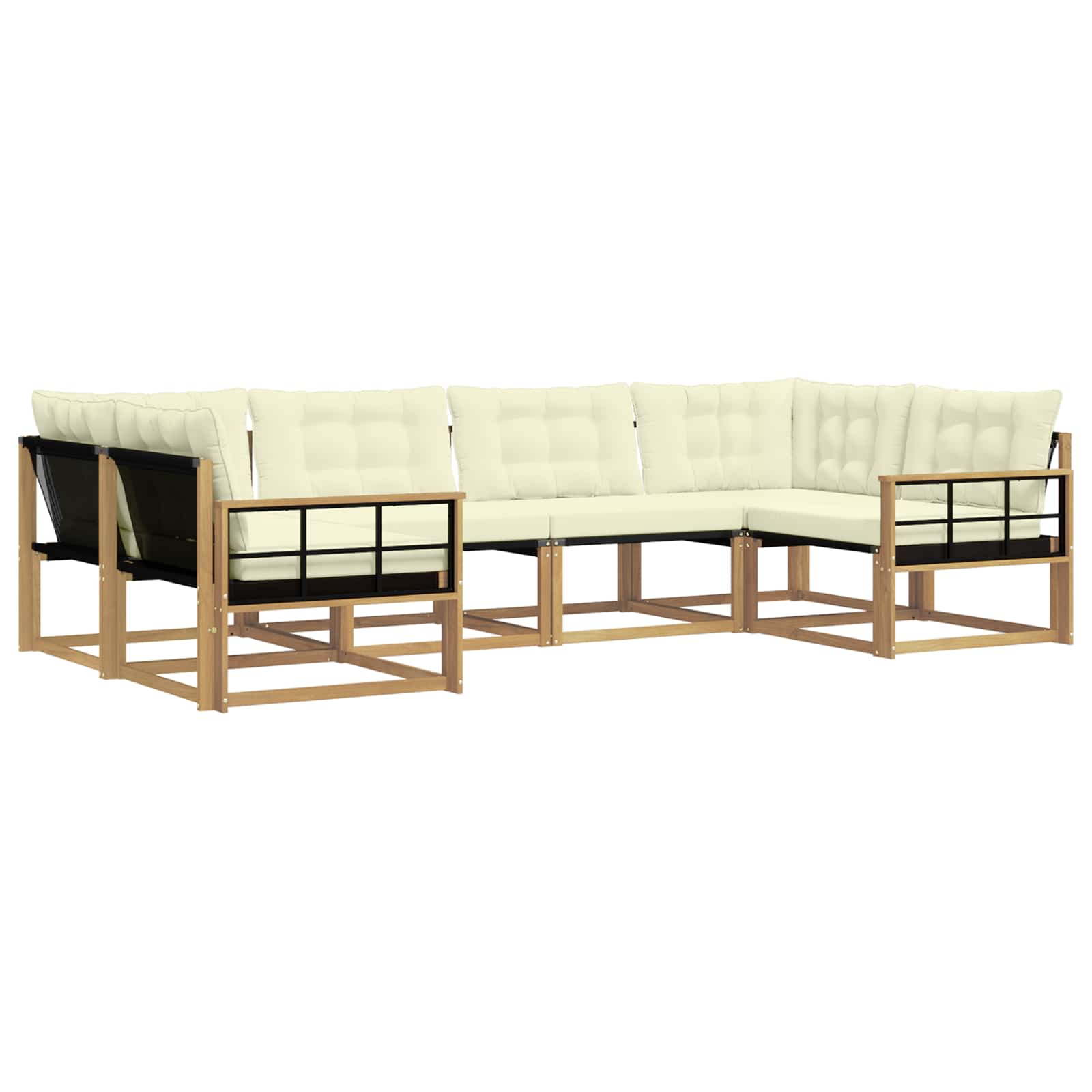 Outdoor-Sofagarnitur mit Kissen 6 pcs Weiß und Creme