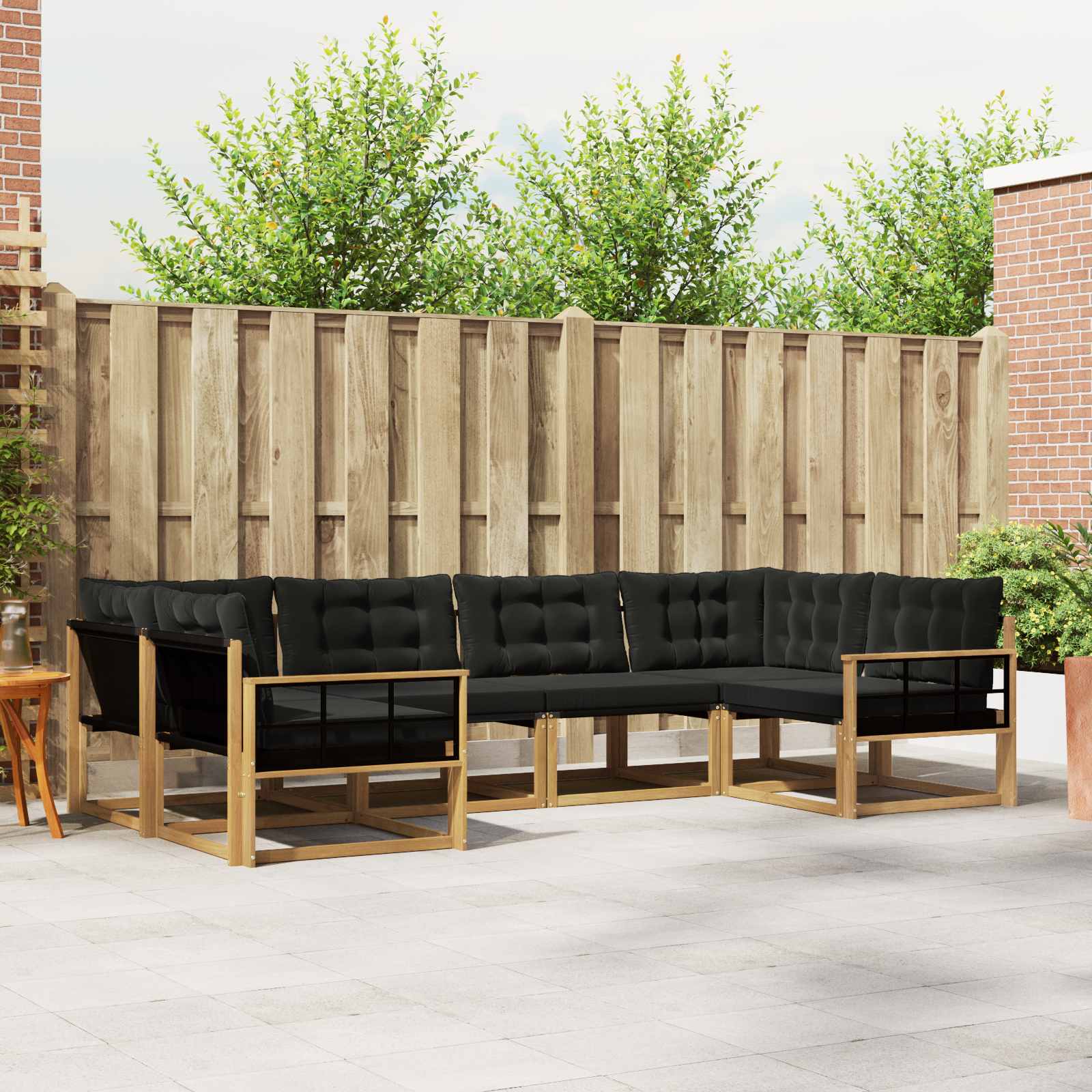 Outdoor-Sofagarnitur mit Kissen 6 pcs Weiß und Schwarz