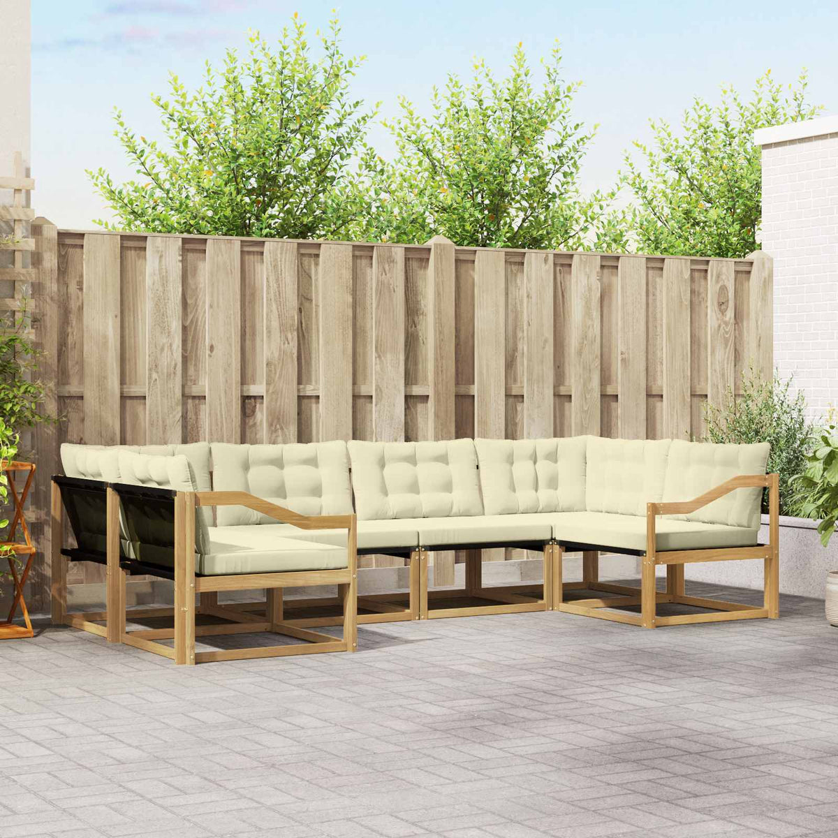 Outdoor-Sofagarnitur 6 stk. Weiß und Creme