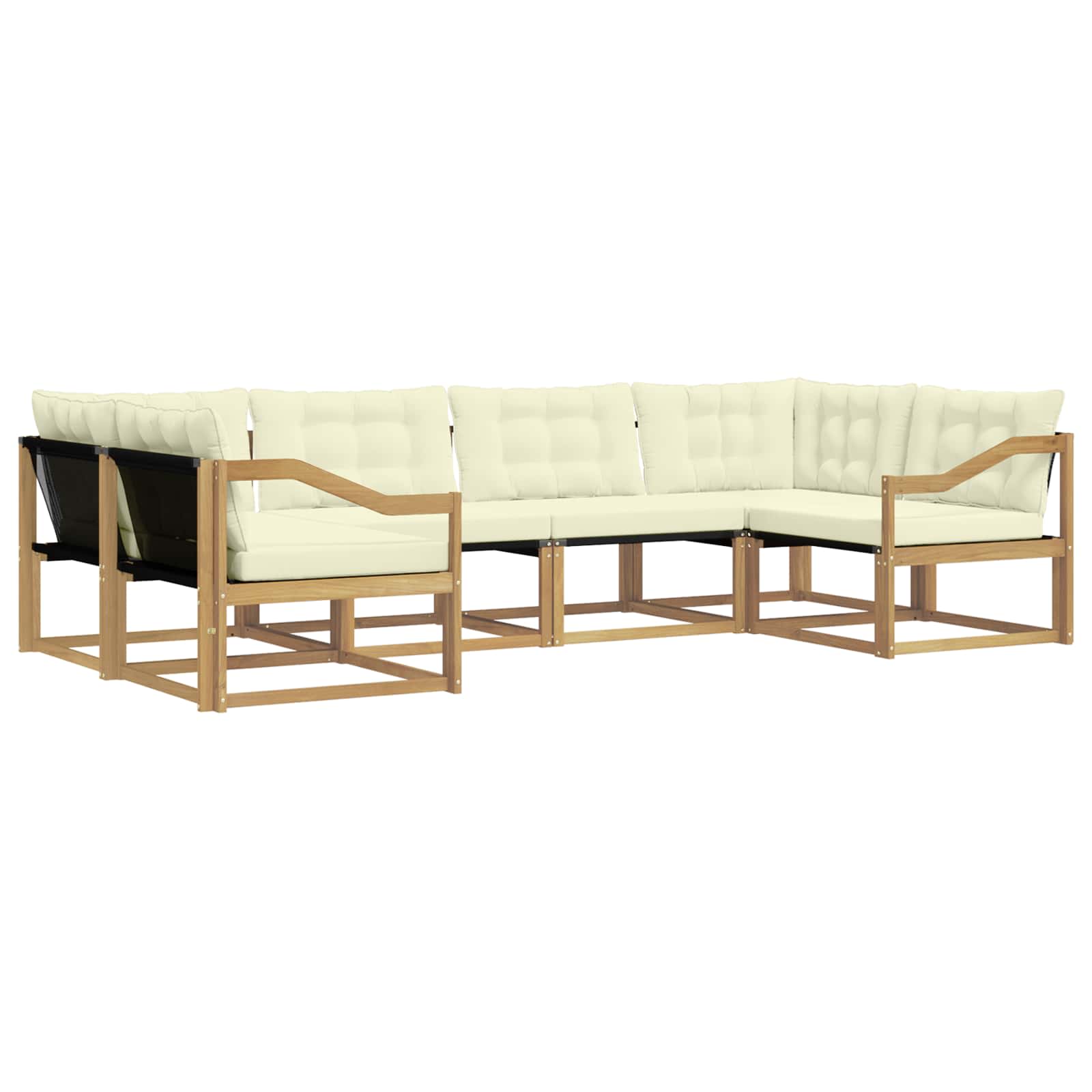 Outdoor-Sofagarnitur mit Kissen 6 pcs Weiß und Creme