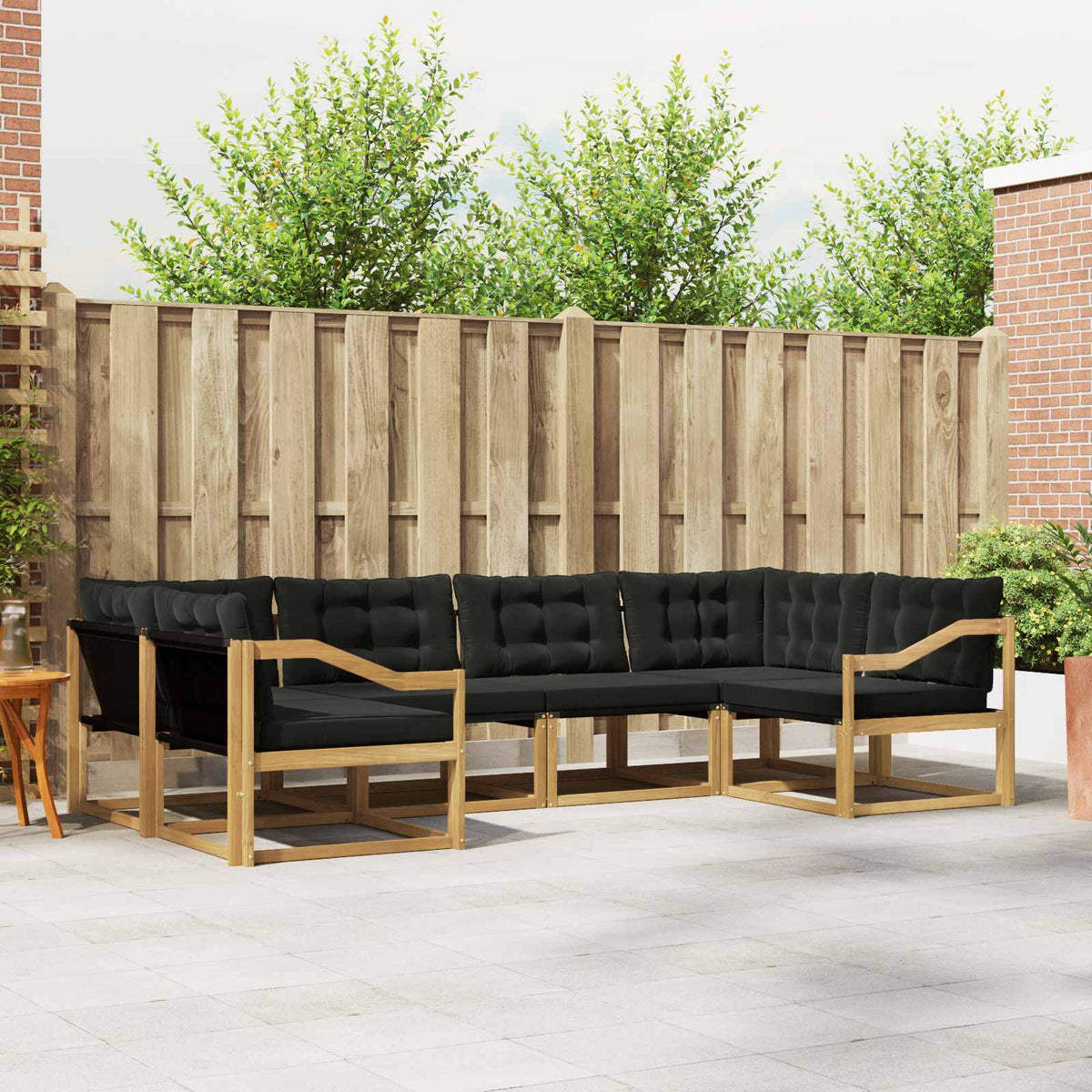 Outdoor-Sofagarnitur 6 stk. Weiß und Schwarz