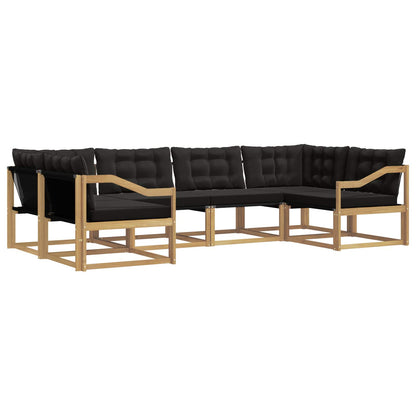 Outdoor-Sofagarnitur 6 stk. Weiß und Schwarz