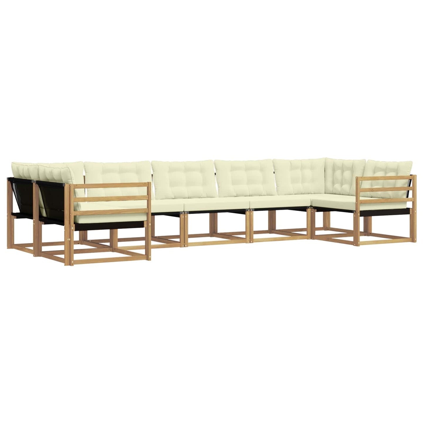 Outdoor-Sofagarnitur mit Kissen 7 pcs Weiß und Creme