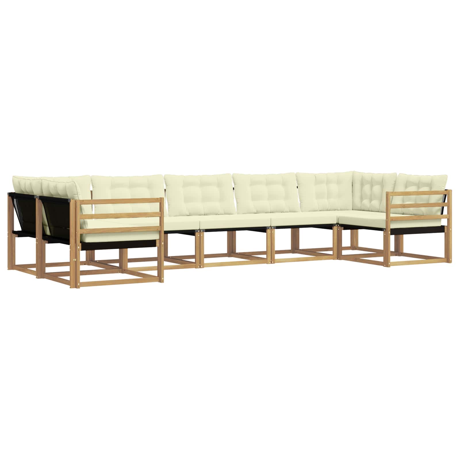 Outdoor-Sofagarnitur mit Kissen 7 pcs Weiß und Creme