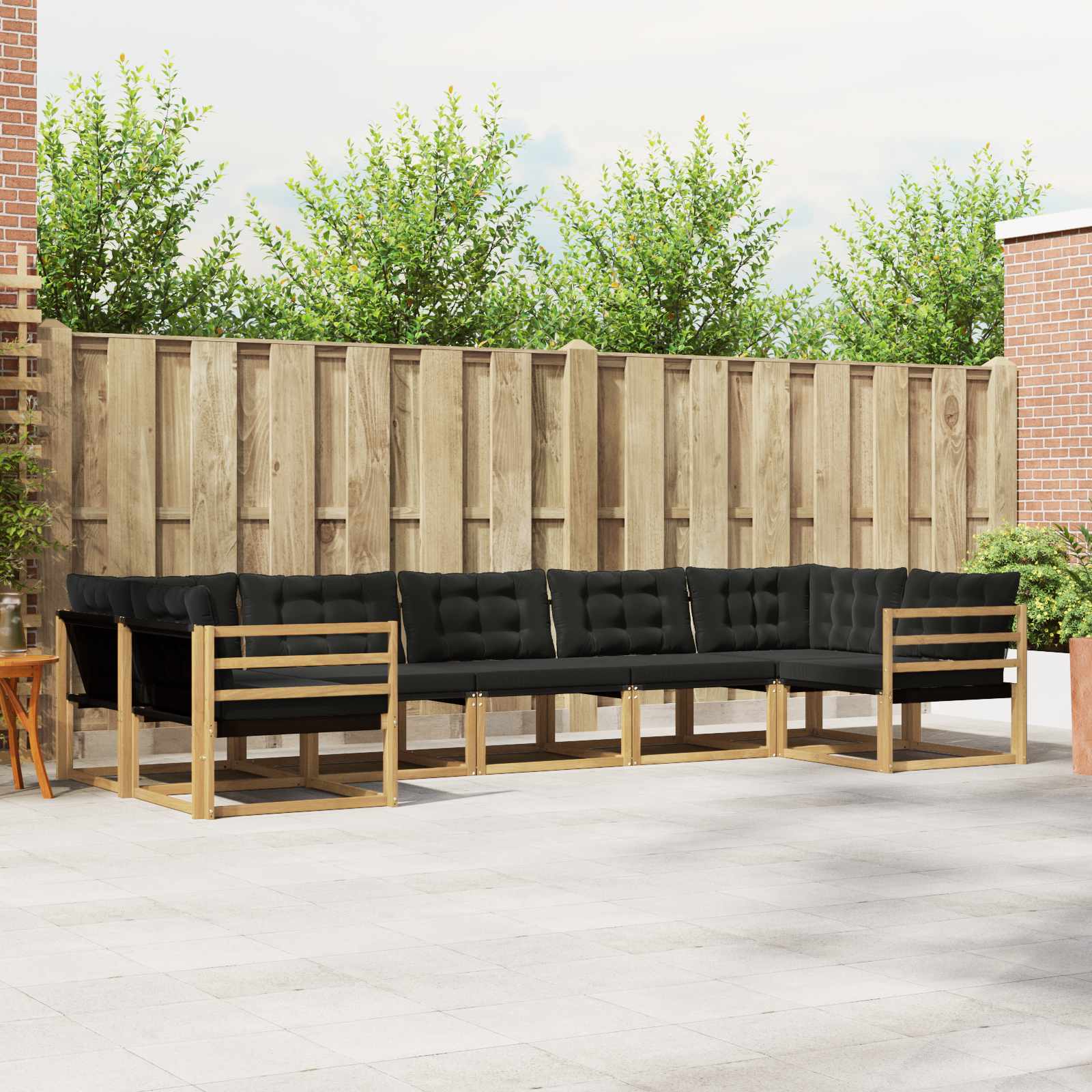 Outdoor-Sofagarnitur mit Kissen 7 pcs Weiß und Schwarz