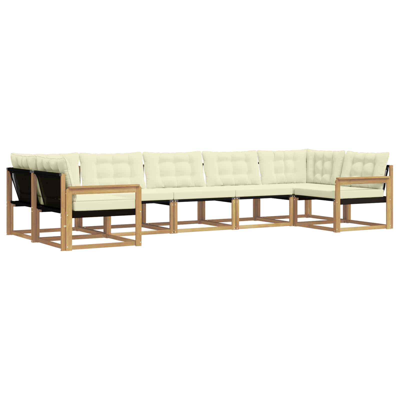Outdoor-Sofagarnitur mit Kissen 7 pcs Weiß und Creme