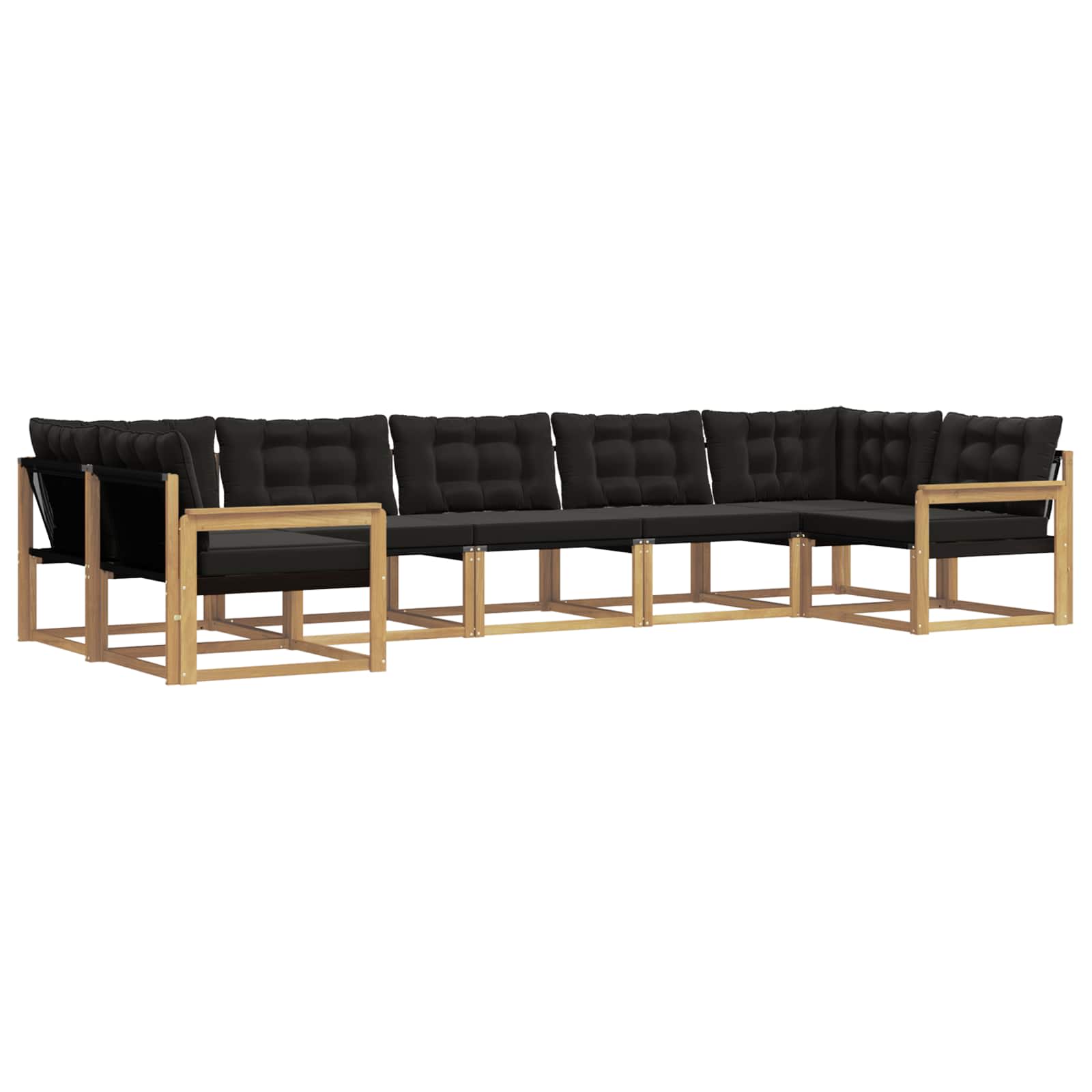 Outdoor-Sofagarnitur mit Kissen 7 pcs Weiß und Schwarz