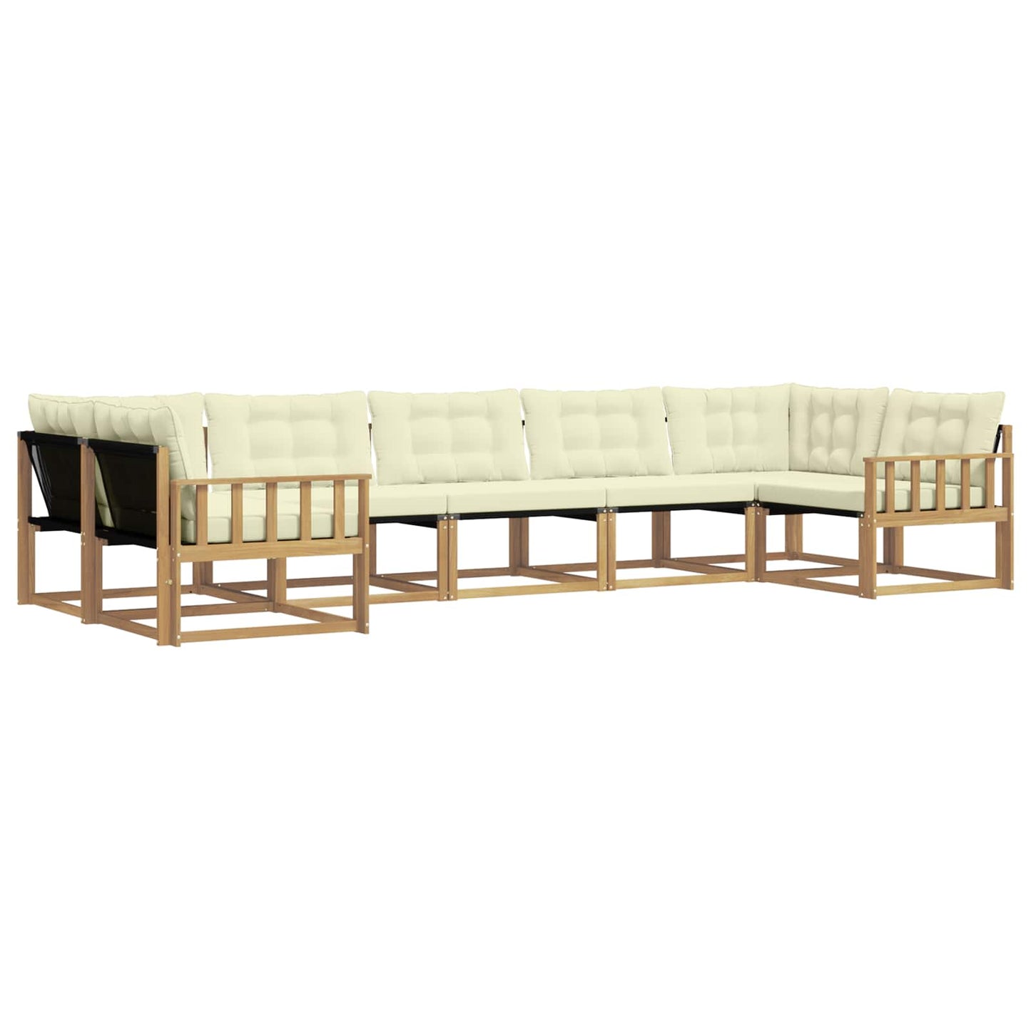 Outdoor-Sofagarnitur mit Kissen 7 pcs Weiß und Creme