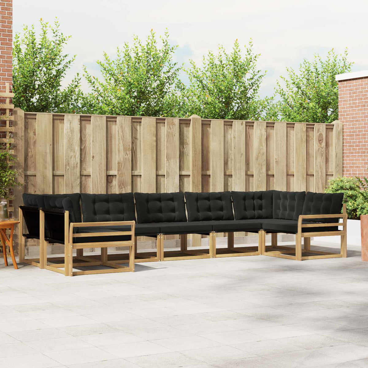 Outdoor-Sofagarnitur 7 stk. Weiß und Schwarz
