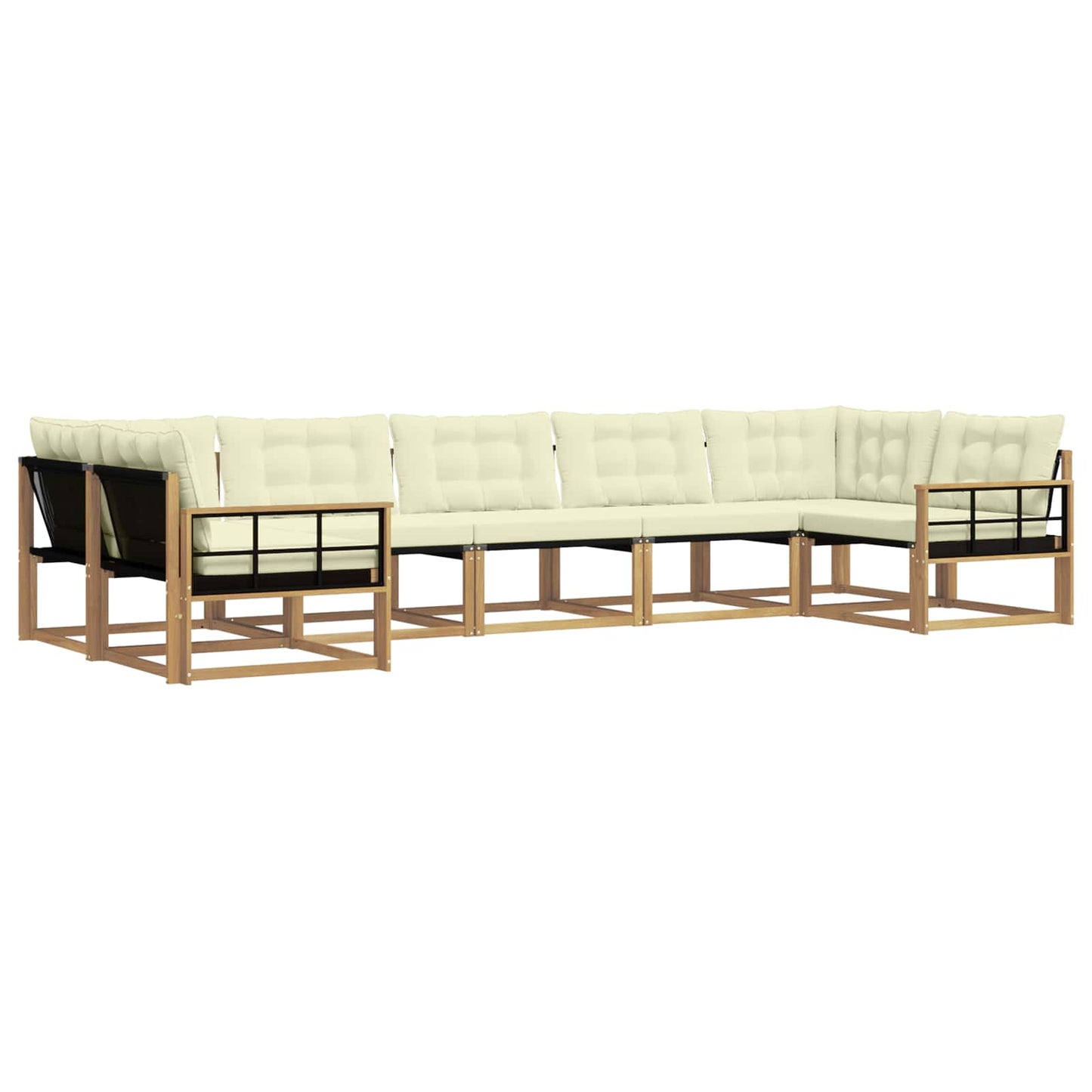 Outdoor-Sofagarnitur mit Kissen 7 pcs Weiß und Creme
