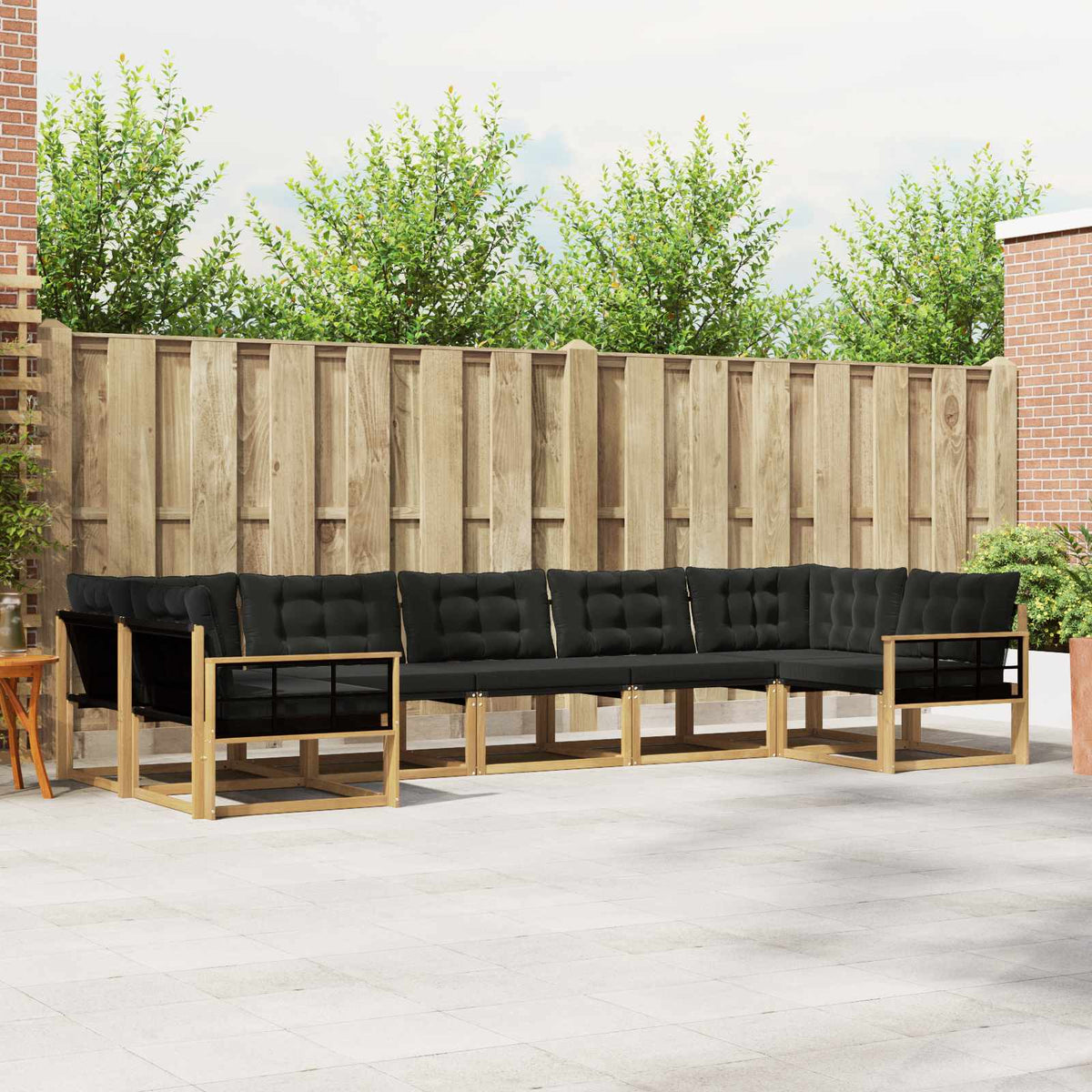 Outdoor-Sofagarnitur 7 stk. Weiß und Schwarz