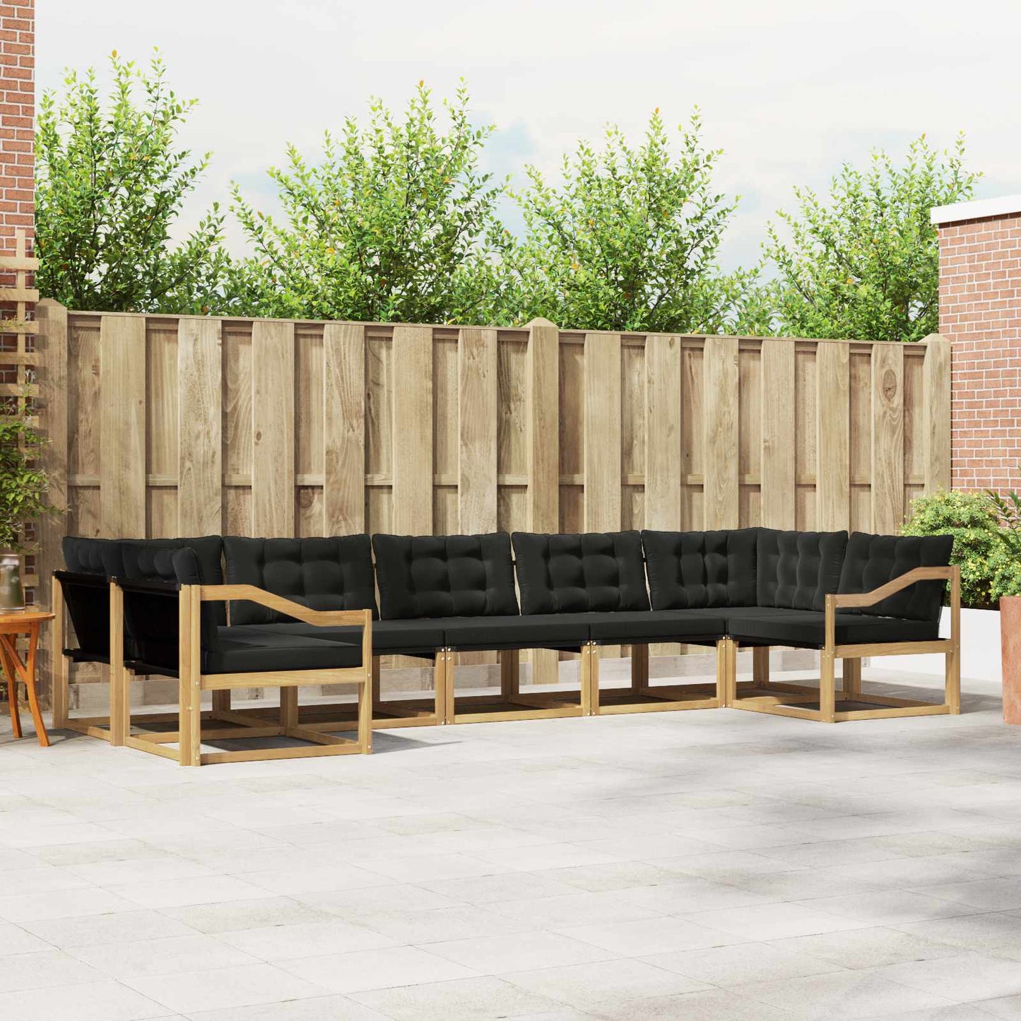 Outdoor-Sofagarnitur mit Kissen 7 pcs Weiß und Schwarz