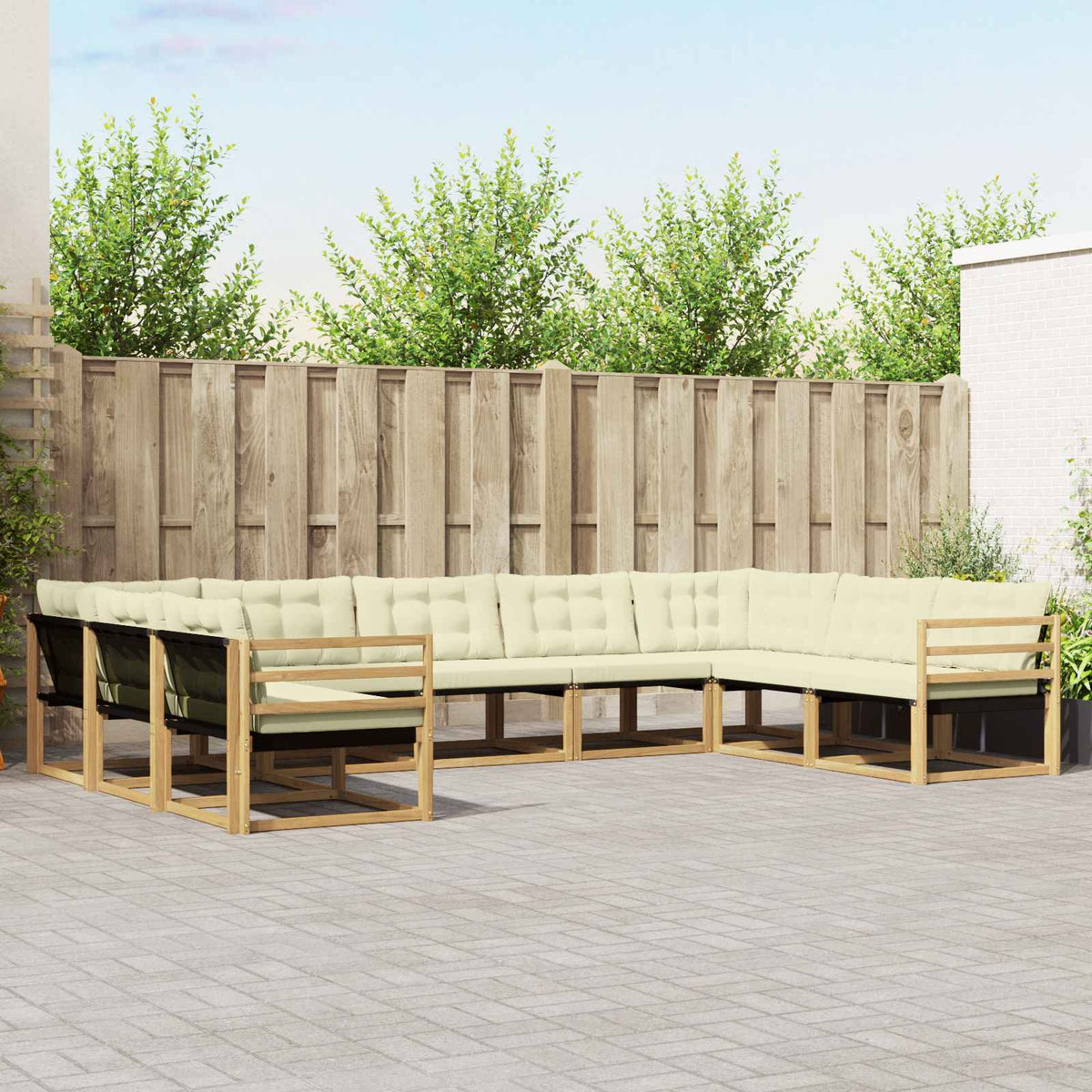 Outdoor-Sofagarnitur 9 stk. Weiß und Creme