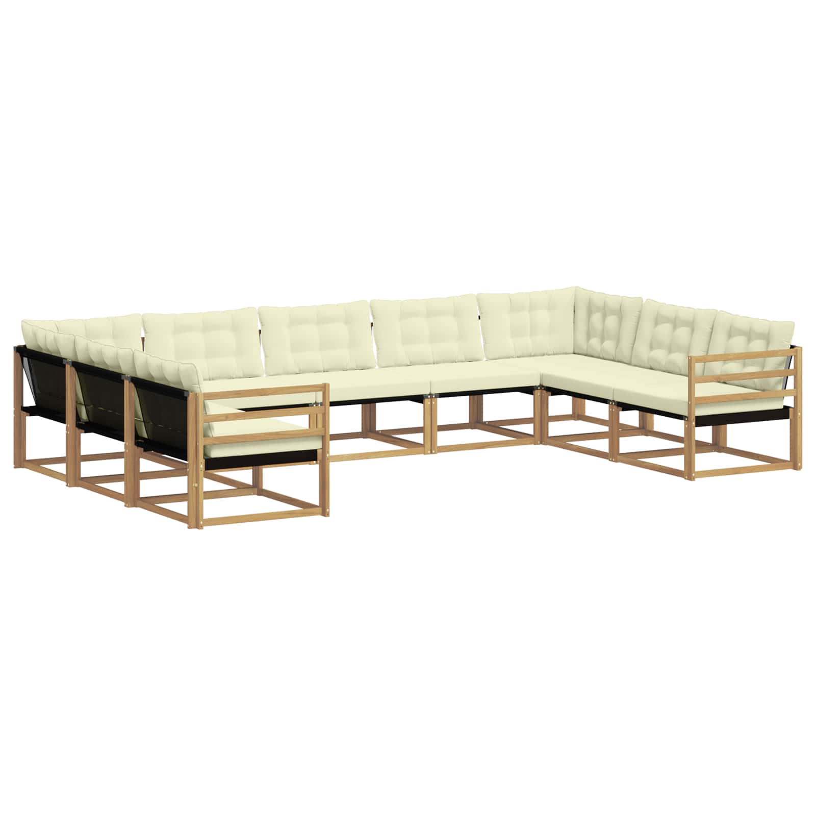 Outdoor-Sofagarnitur mit Kissen 9 pcs Weiß und Creme