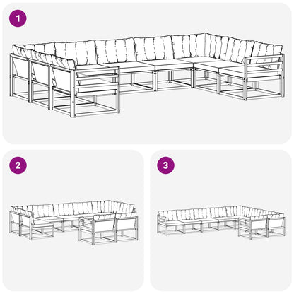 Outdoor-Sofagarnitur 9 stk. Weiß und Creme