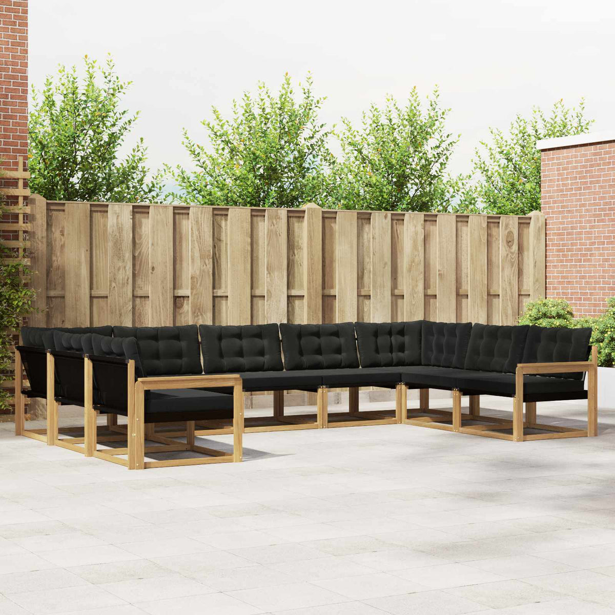 Outdoor-Sofagarnitur 9 stk. Weiß und Schwarz