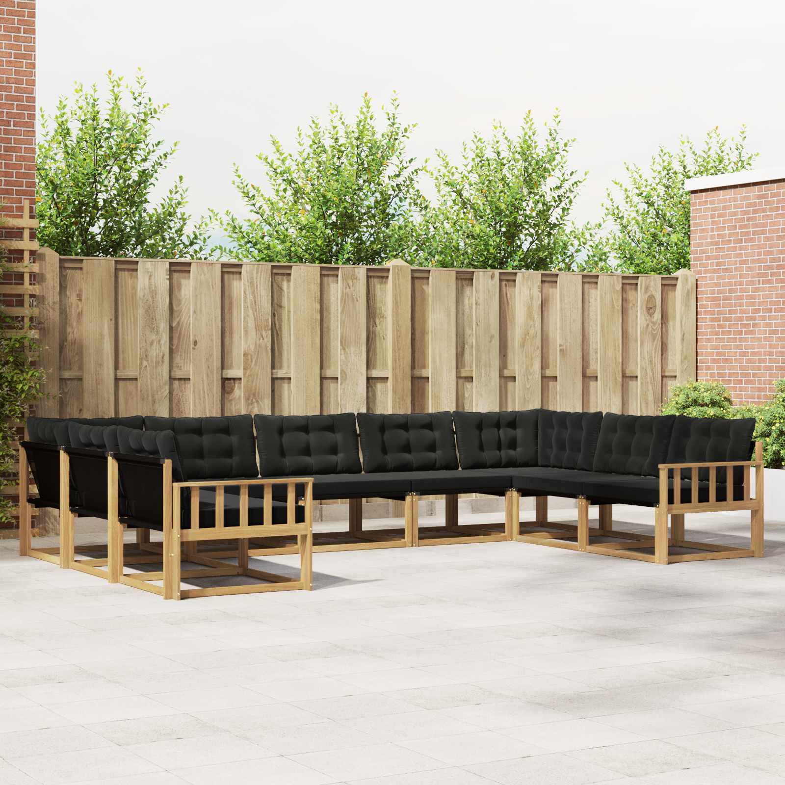 Outdoor-Sofagarnitur mit Kissen 9 pcs Weiß und Schwarz