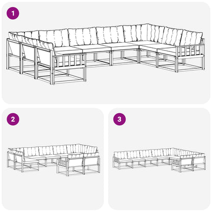 Outdoor-Sofagarnitur 9 stk. Weiß und Schwarz